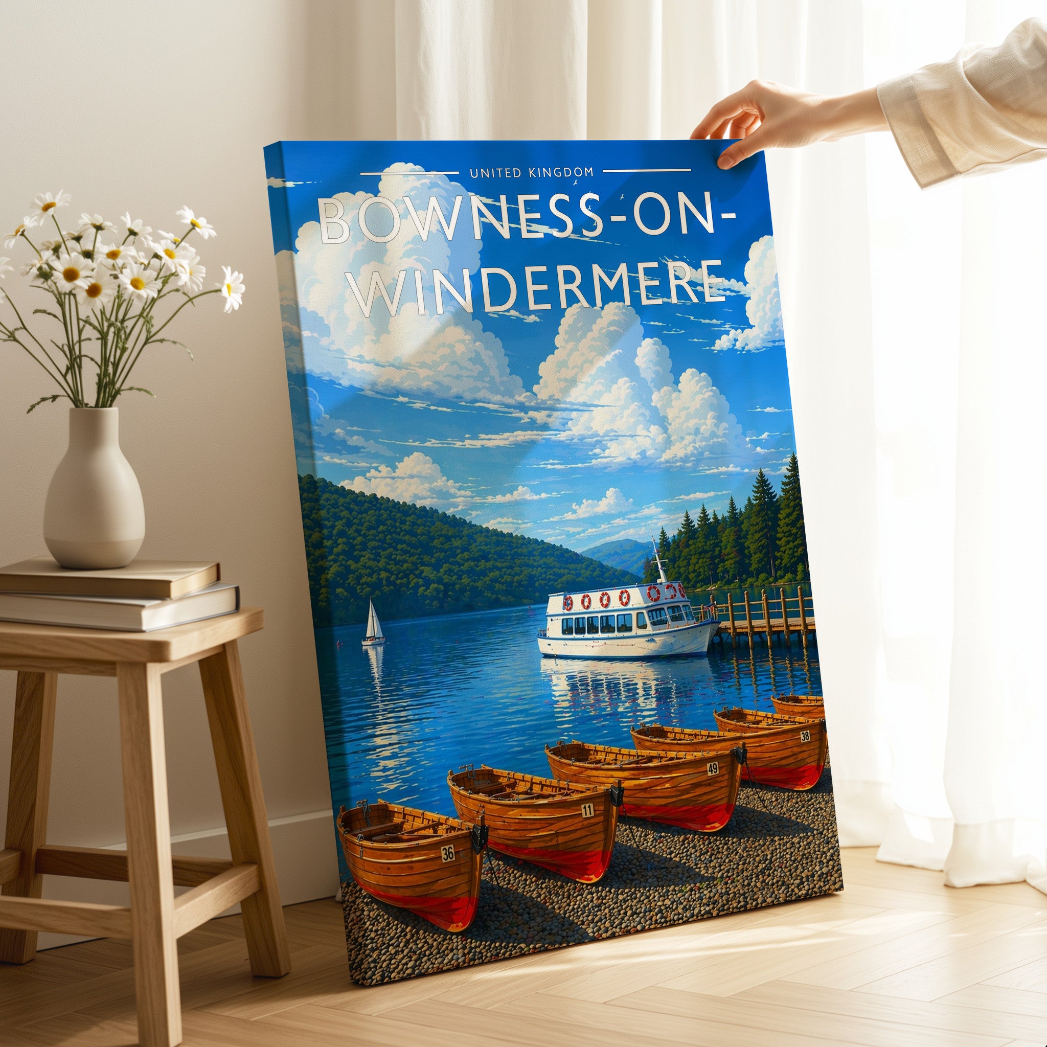 Bowness-on-Windermere Travel Poster as a gallery-wrapped canvas