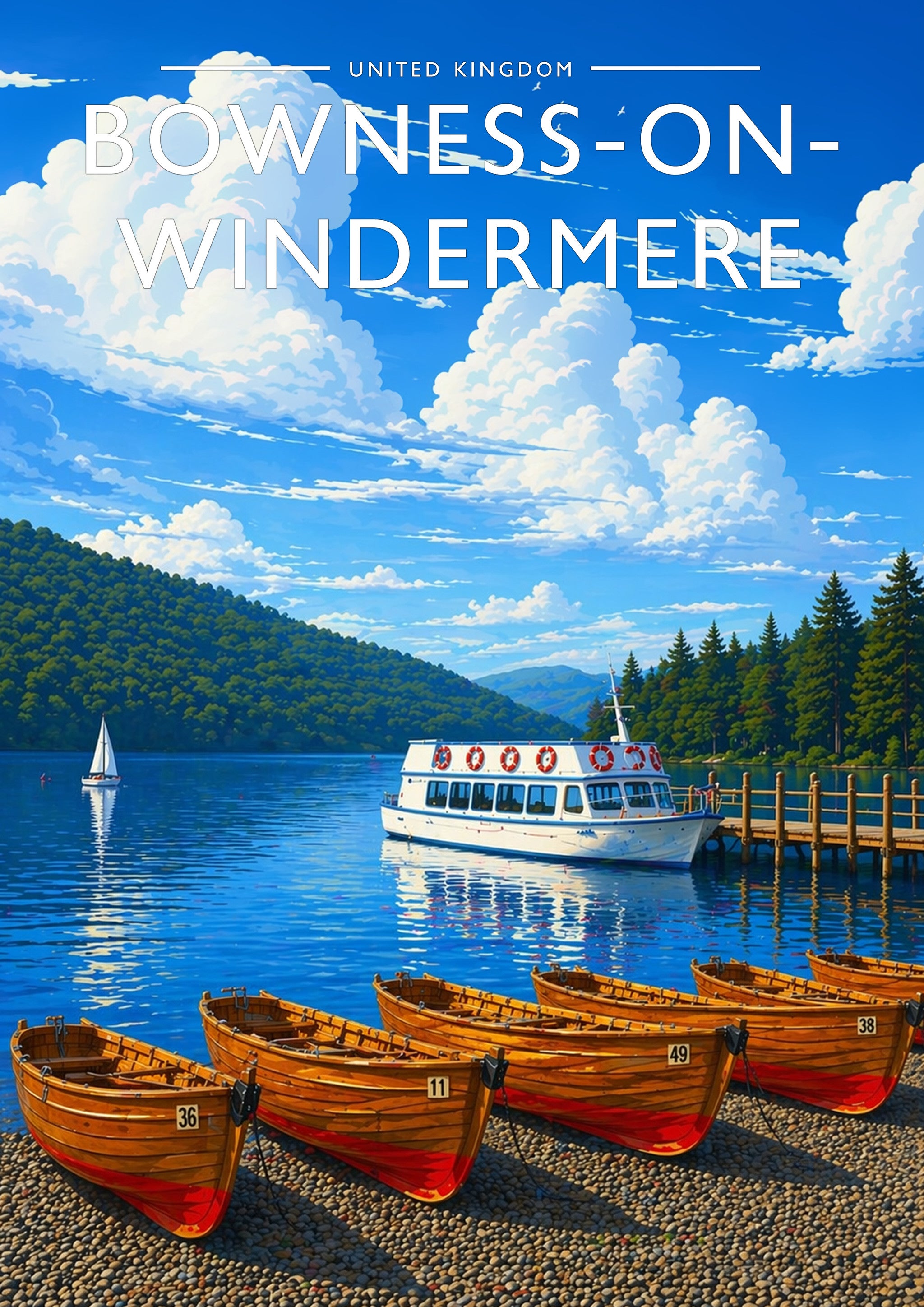 Bowness-on-Windermere Travel Poster - A4 travel poster print