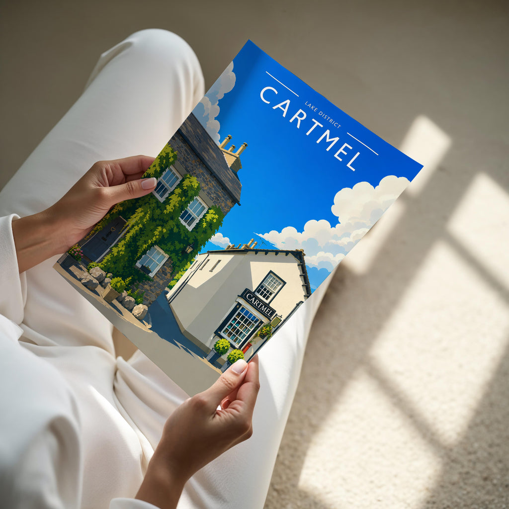 Cartmel #2 Travel Poster - A4 print held in hand