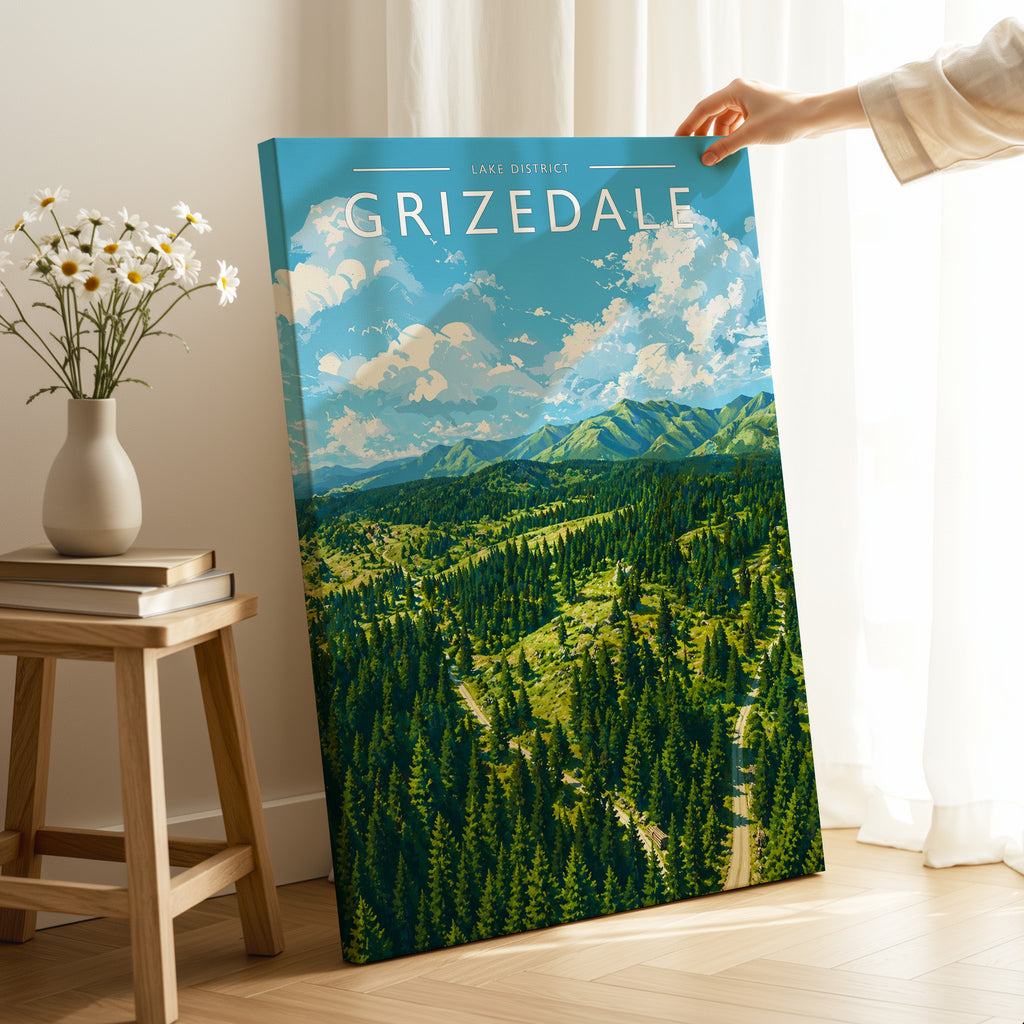 Grizedale Travel Poster as a gallery-wrapped canvas