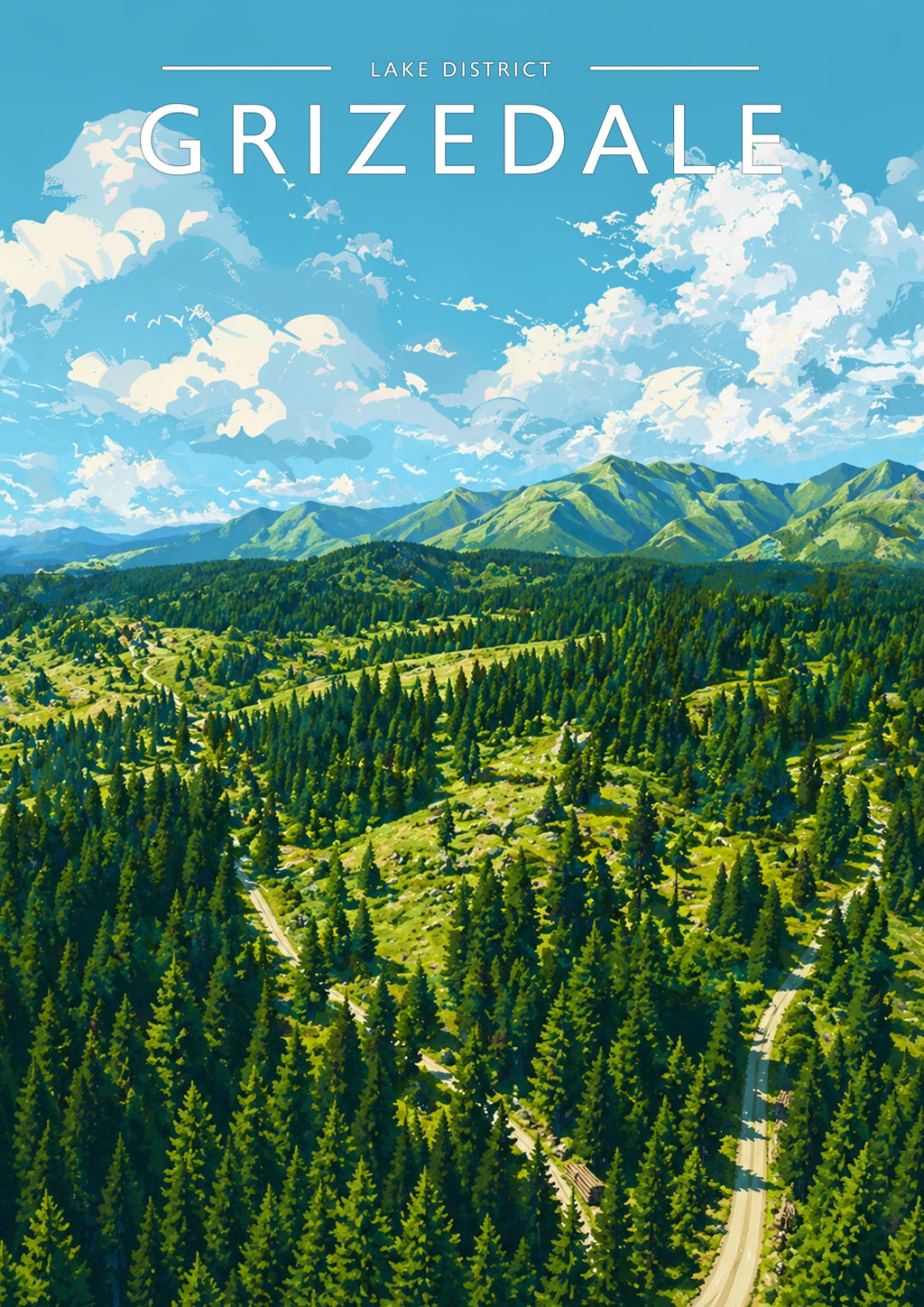Grizedale Travel Poster - A4 travel poster print