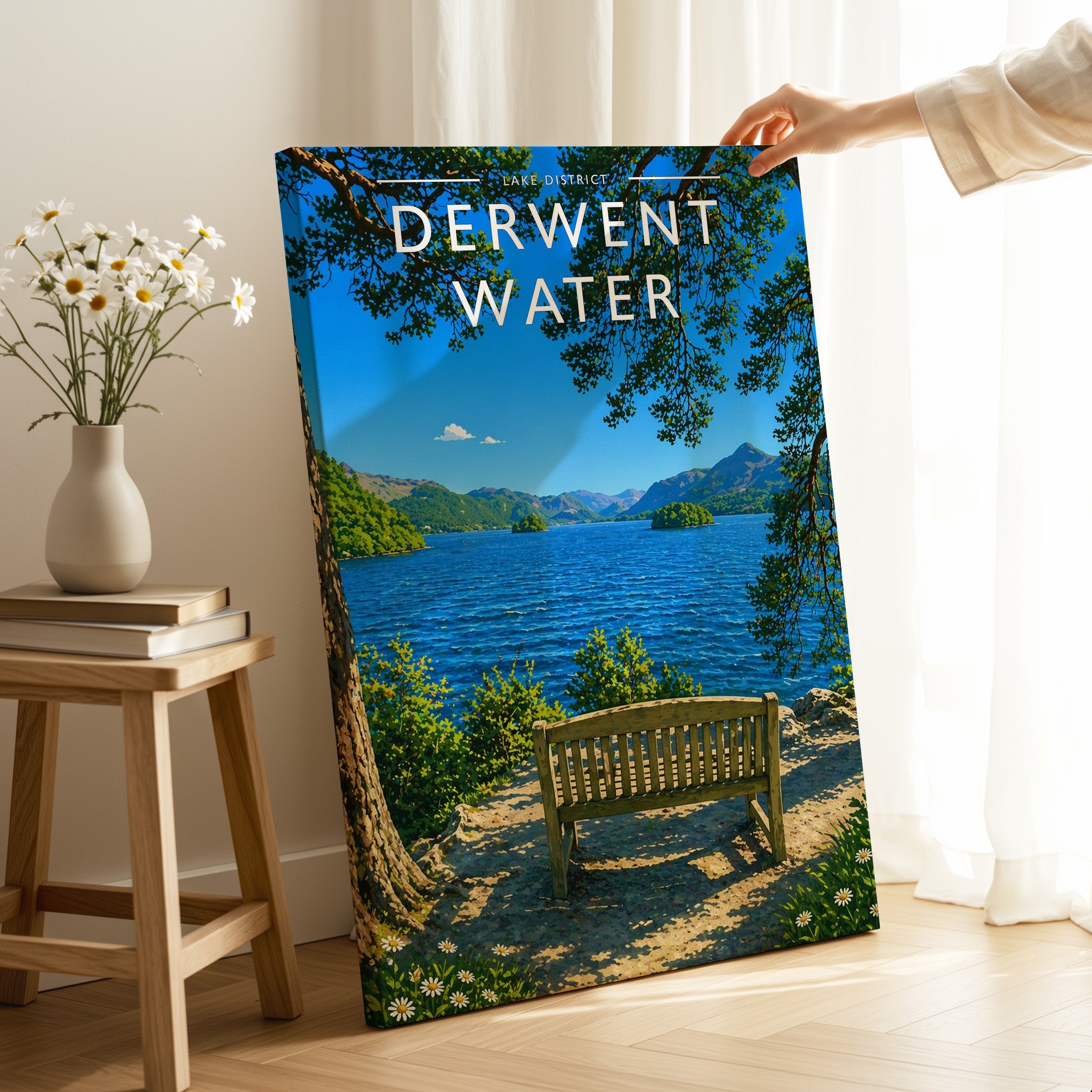 Derwent Water Travel Poster as a gallery-wrapped canvas