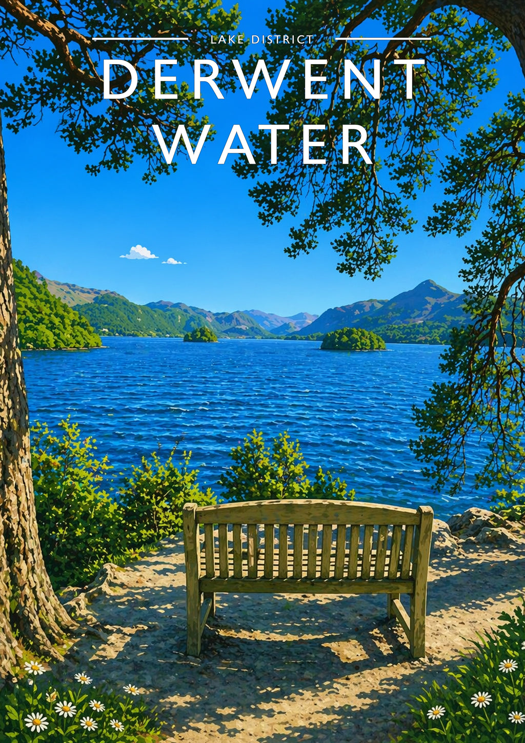 Derwent Water Travel Poster - A4 travel poster print