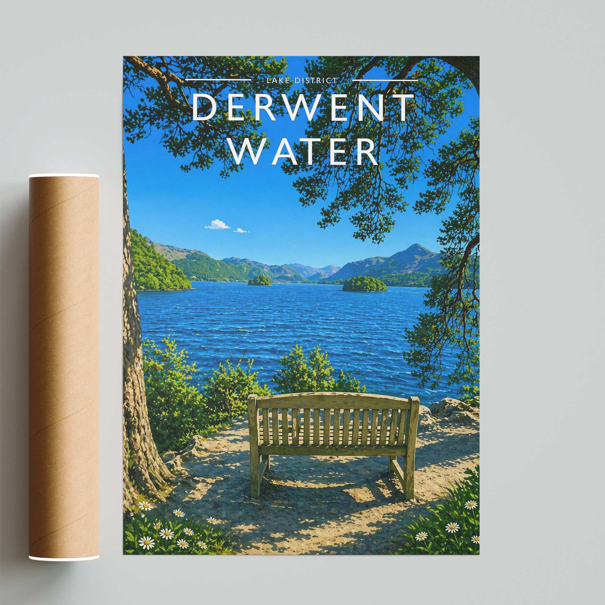 Derwent Water Travel Poster - fine art print with shipping tube