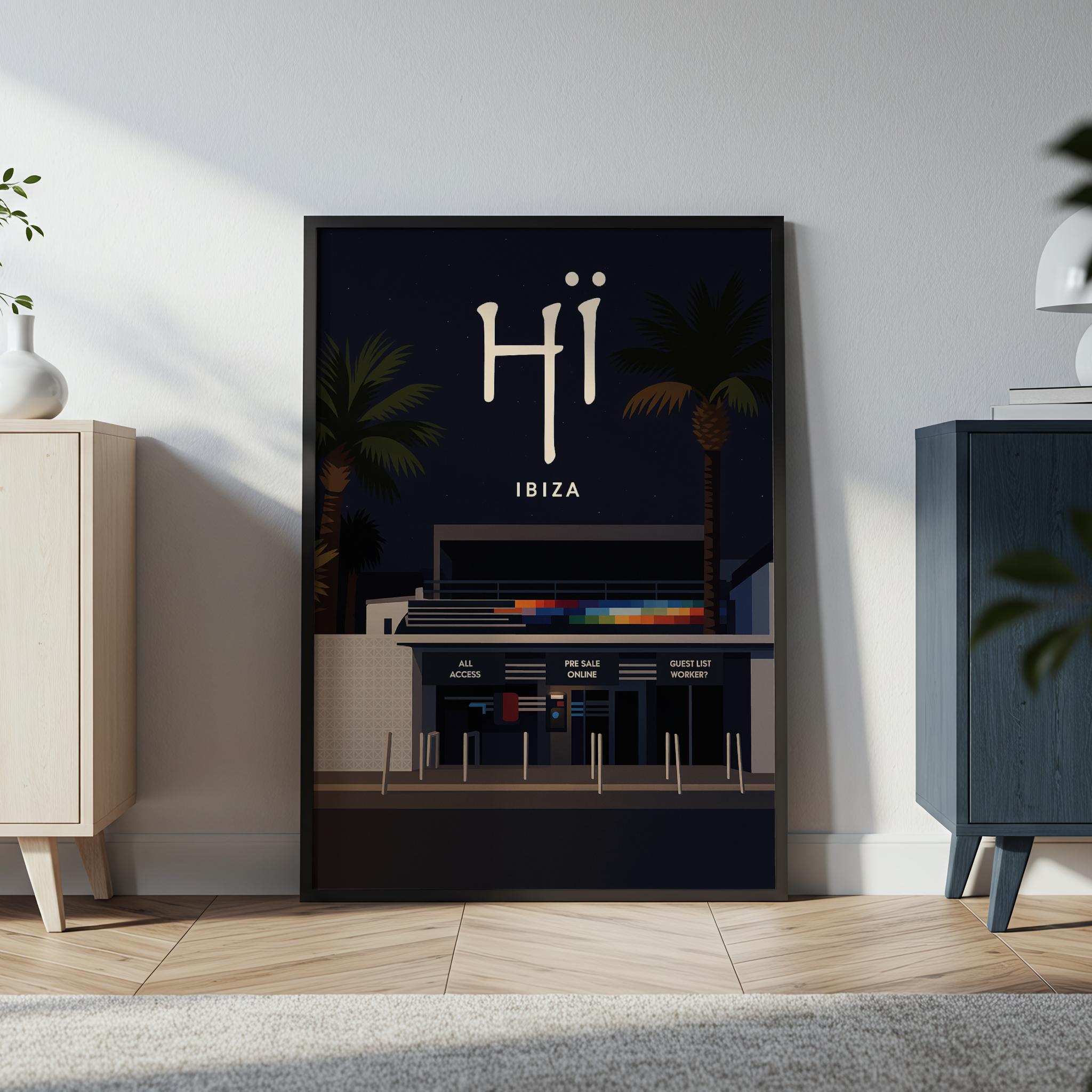 Ibiza #6 Travel Poster in a black frame