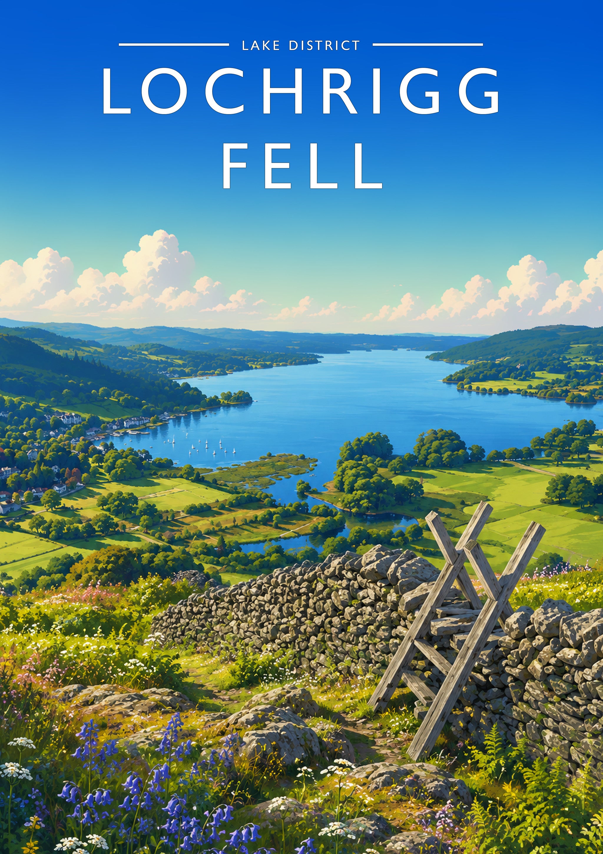 Loughrigg Fell #2 Travel Poster - A4 travel poster print