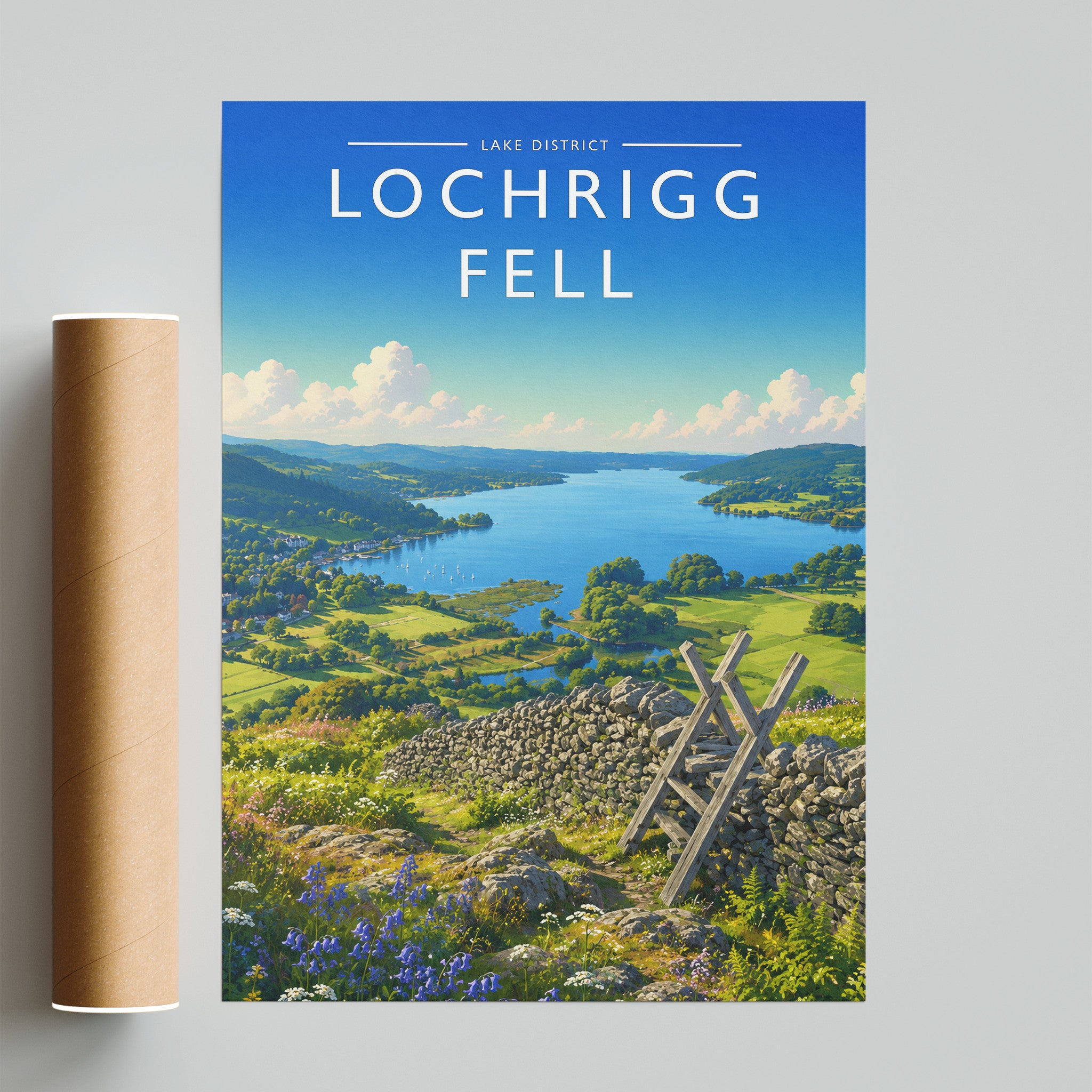 Loughrigg Fell #2 Travel Poster - fine art print with shipping tube