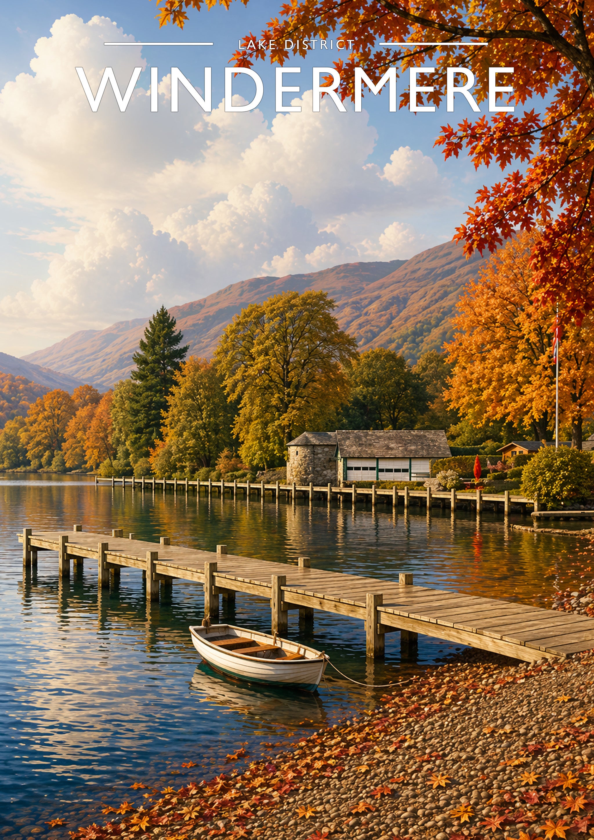 Windermere Travel Poster - A4 travel poster print