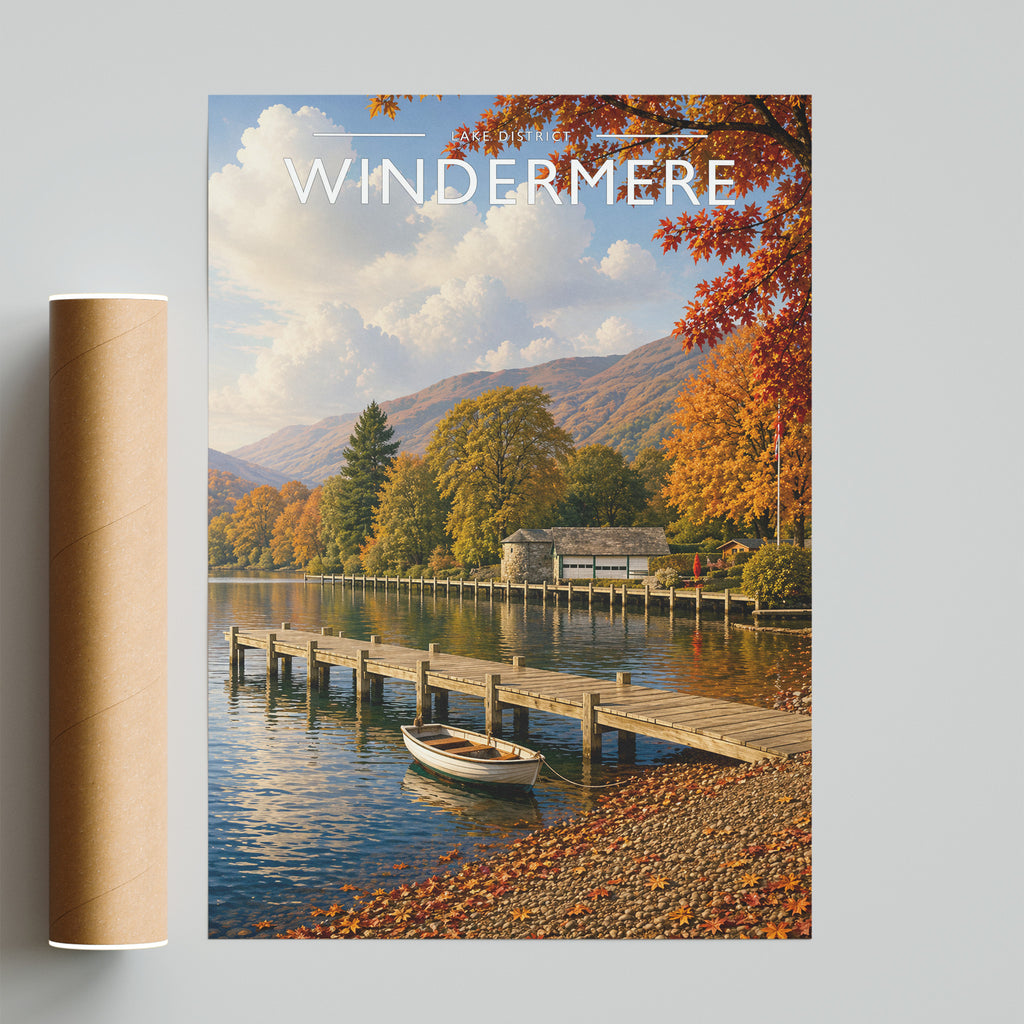 Windermere Travel Poster - fine art print with shipping tube