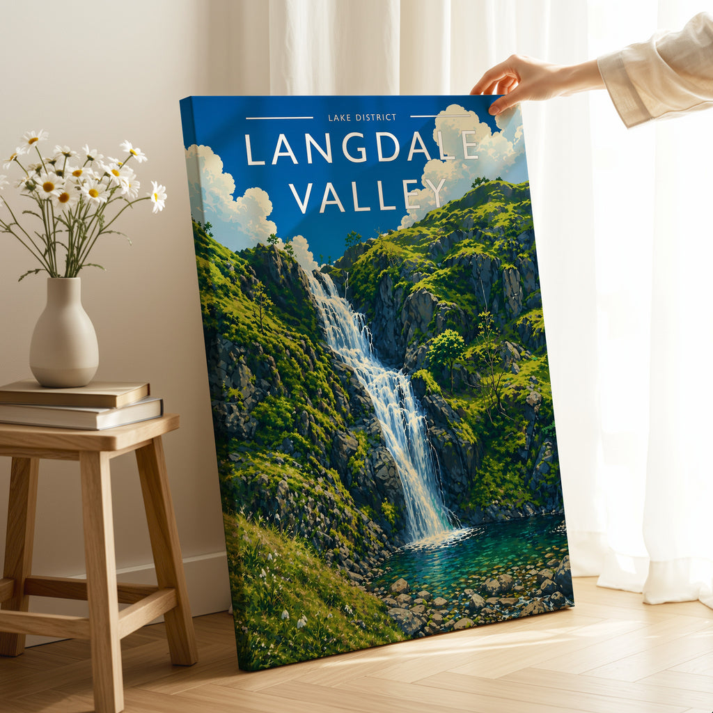 Langdale Valley Travel Poster as a gallery-wrapped canvas