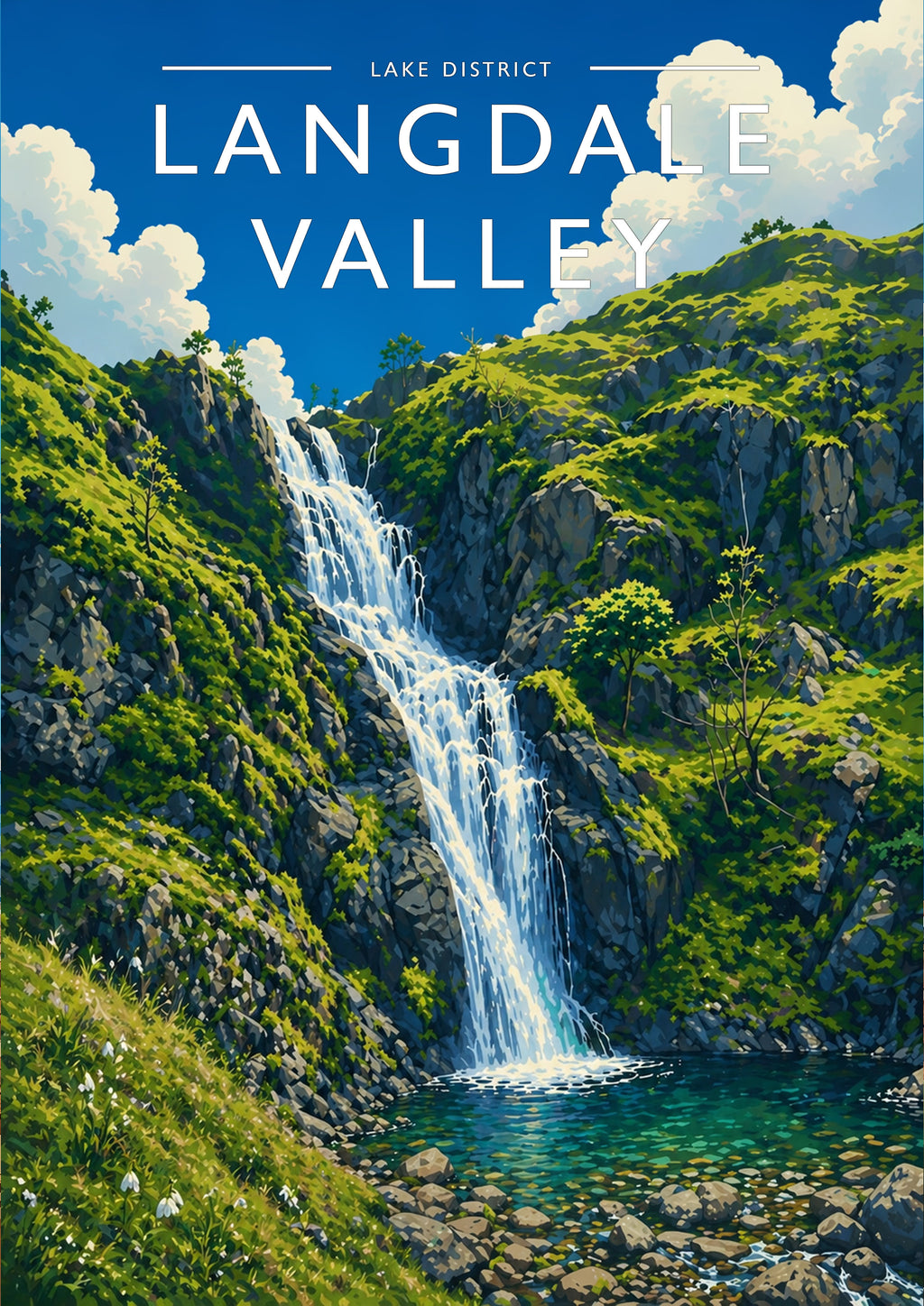 Langdale Valley Travel Poster - A4 travel poster print