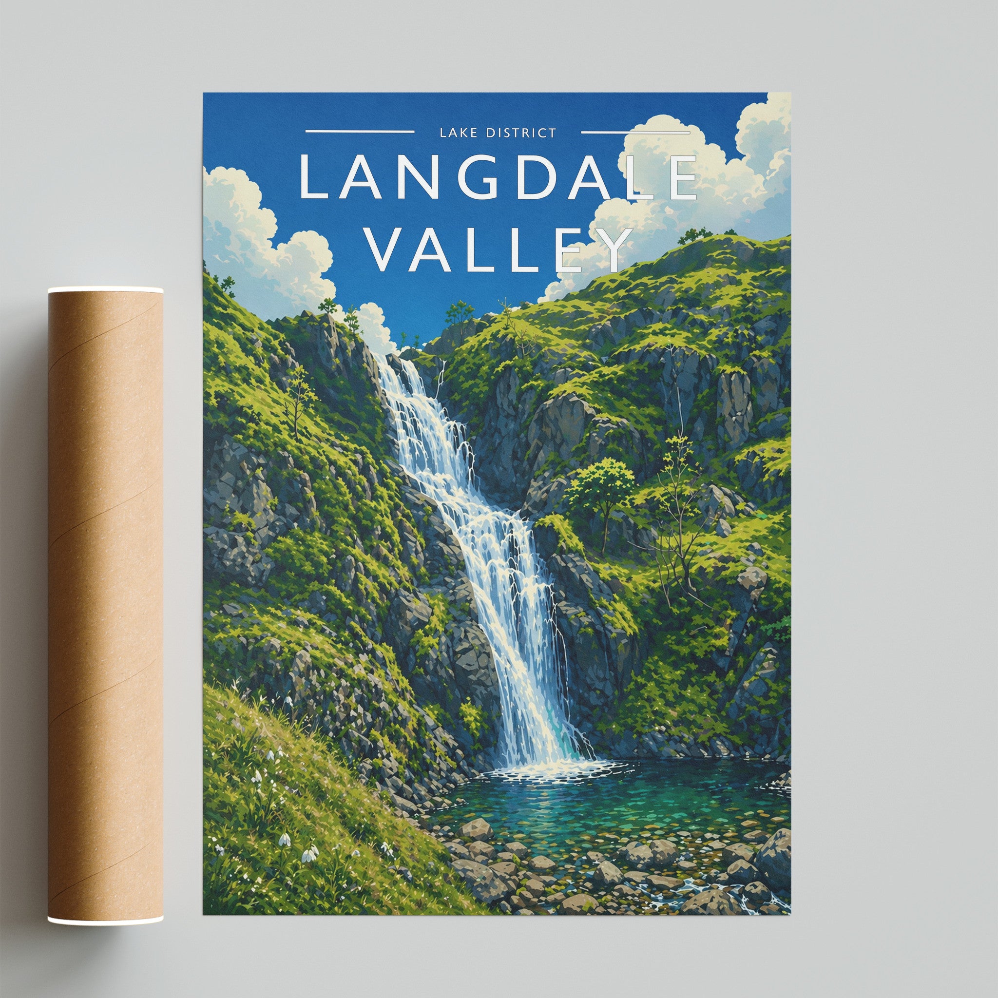 Langdale Valley Travel Poster - fine art print with shipping tube