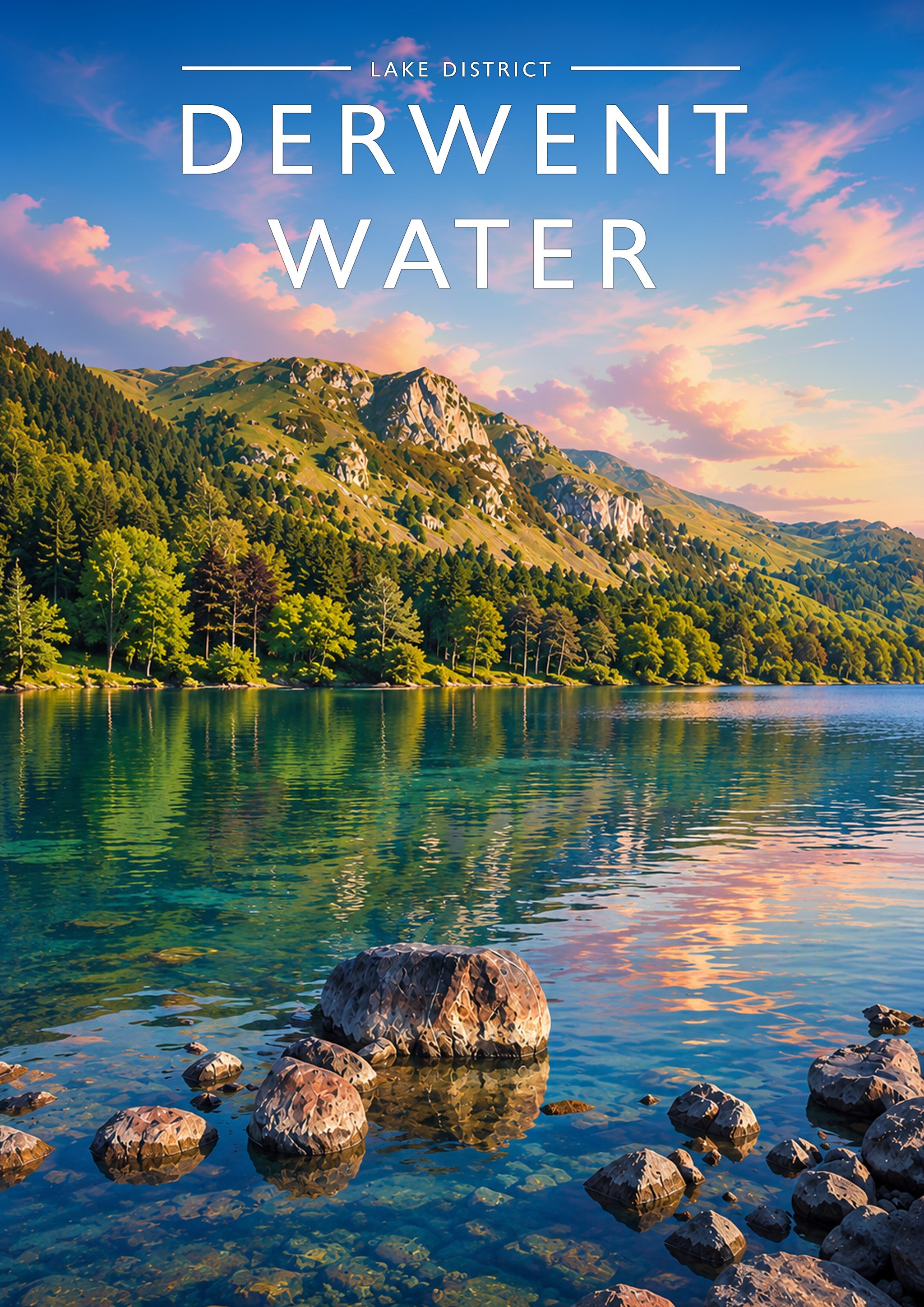 Derwent Water #2 Travel Poster - A4 travel poster print