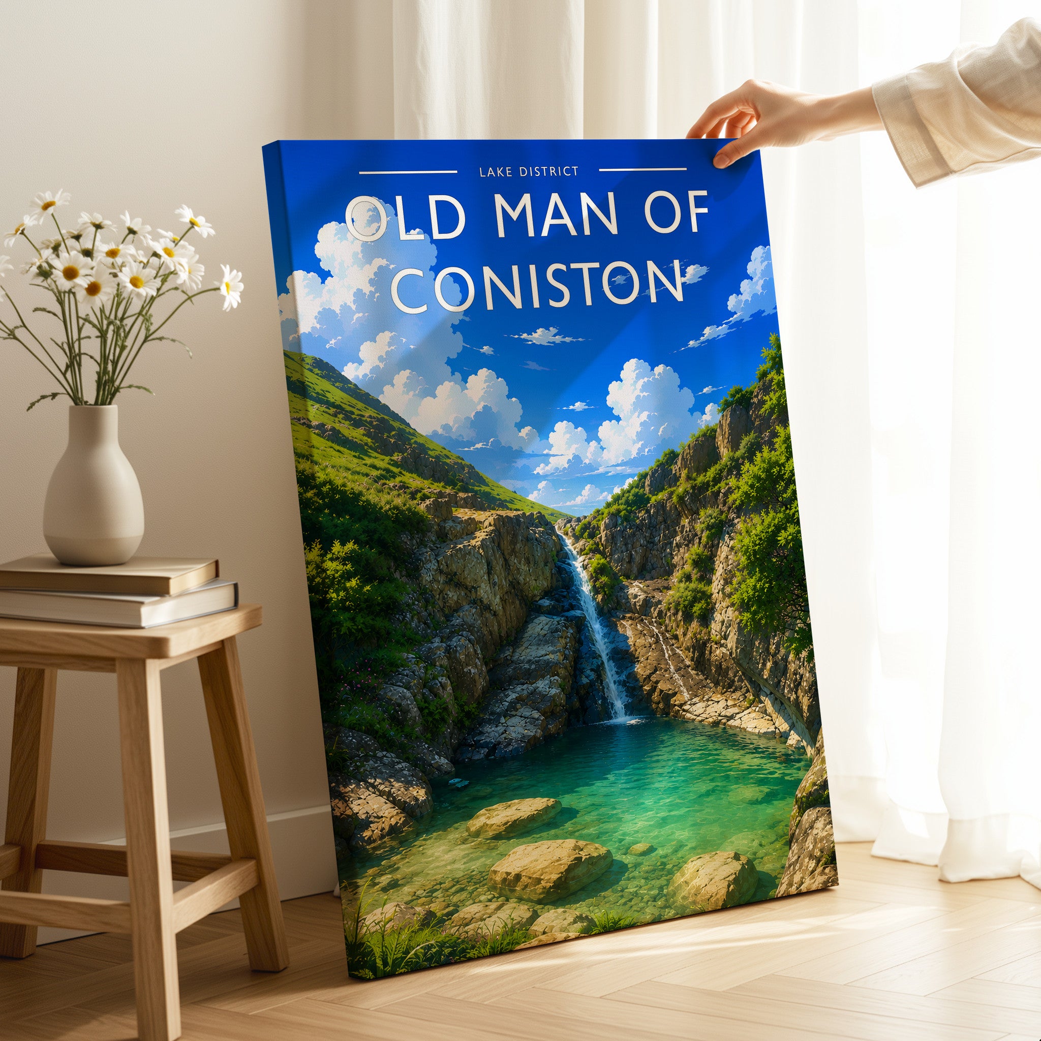 Old Man of Coniston Travel Poster as a gallery-wrapped canvas