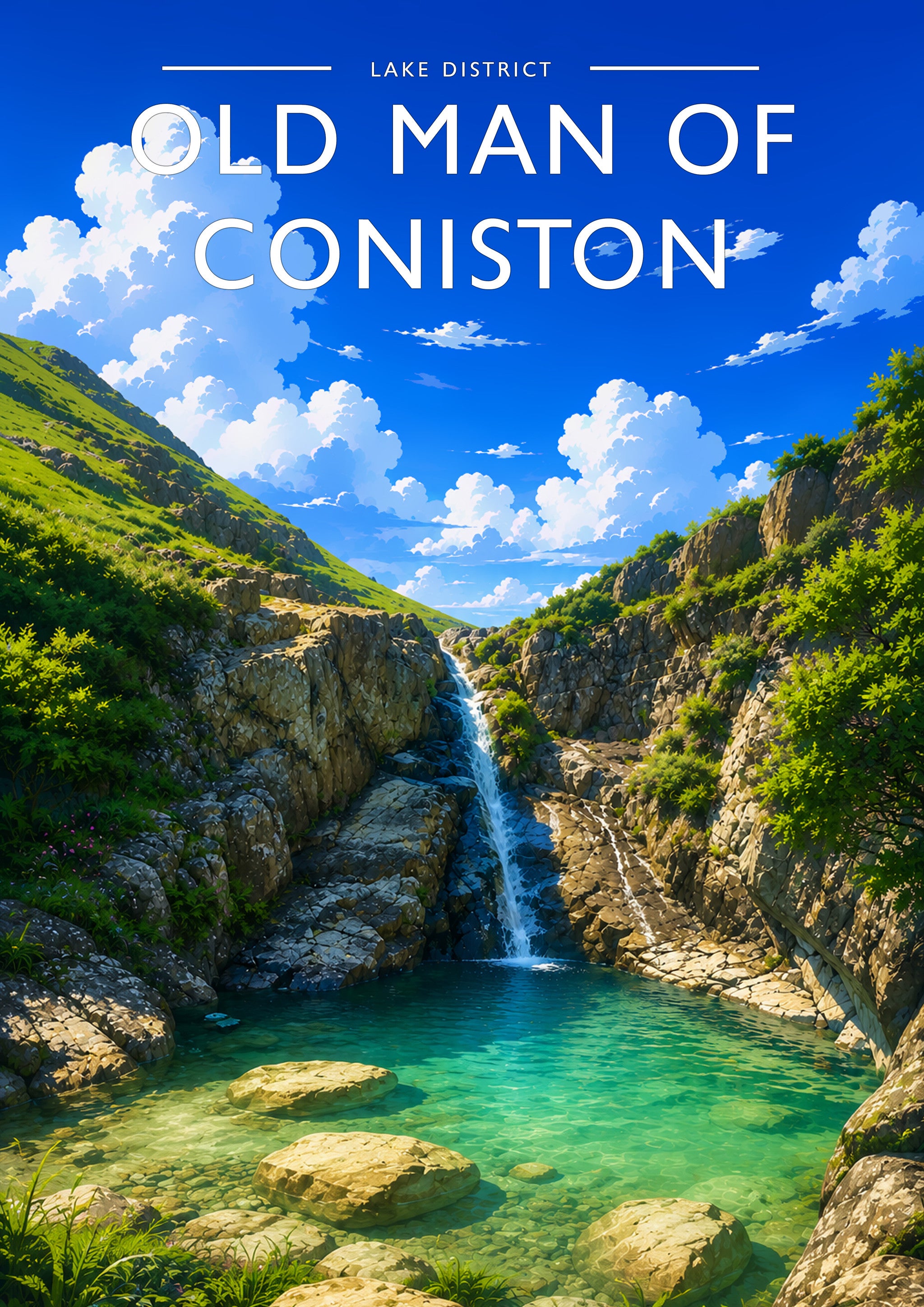 Old Man of Coniston Travel Poster - A4 travel poster print