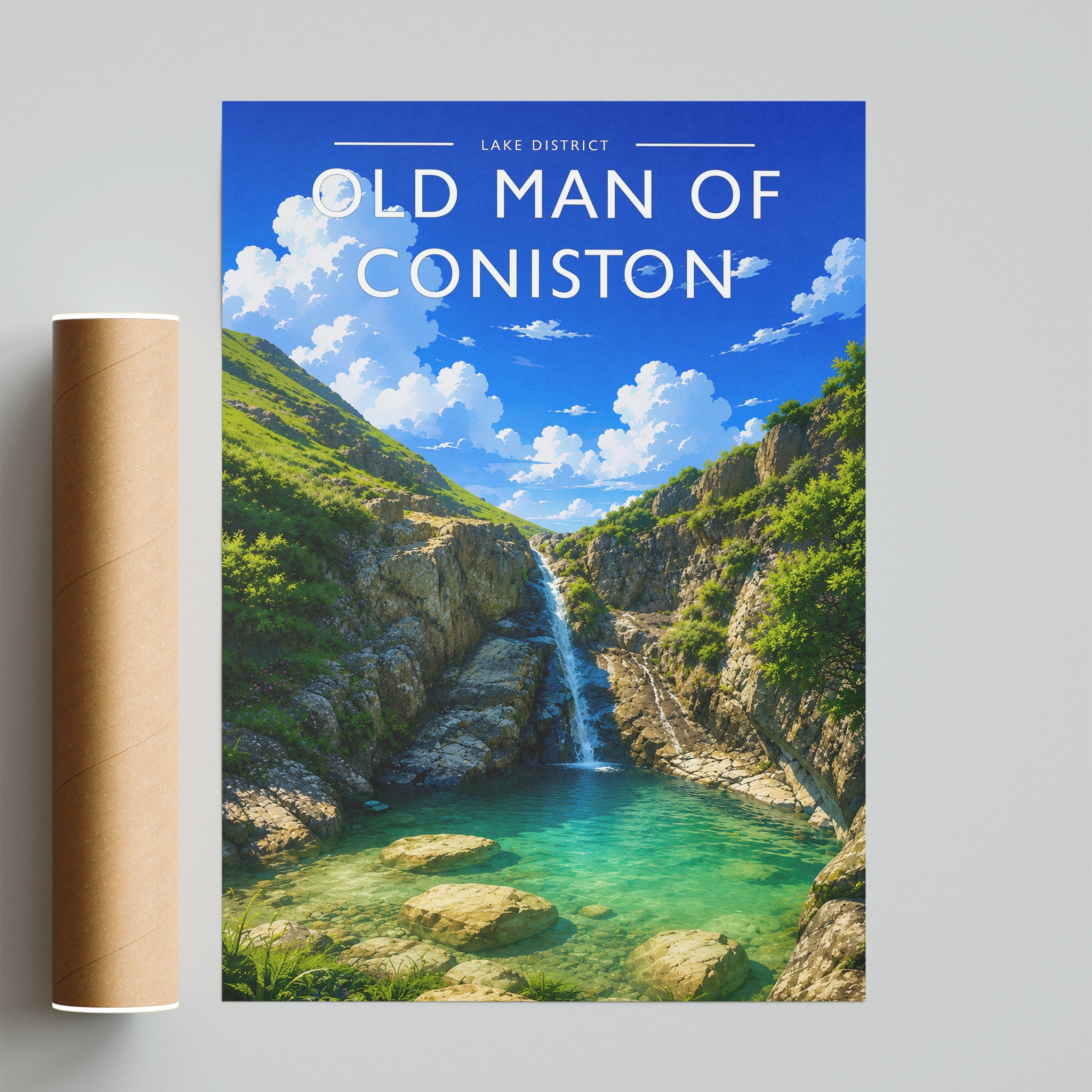 Old Man of Coniston Travel Poster - fine art print with shipping tube