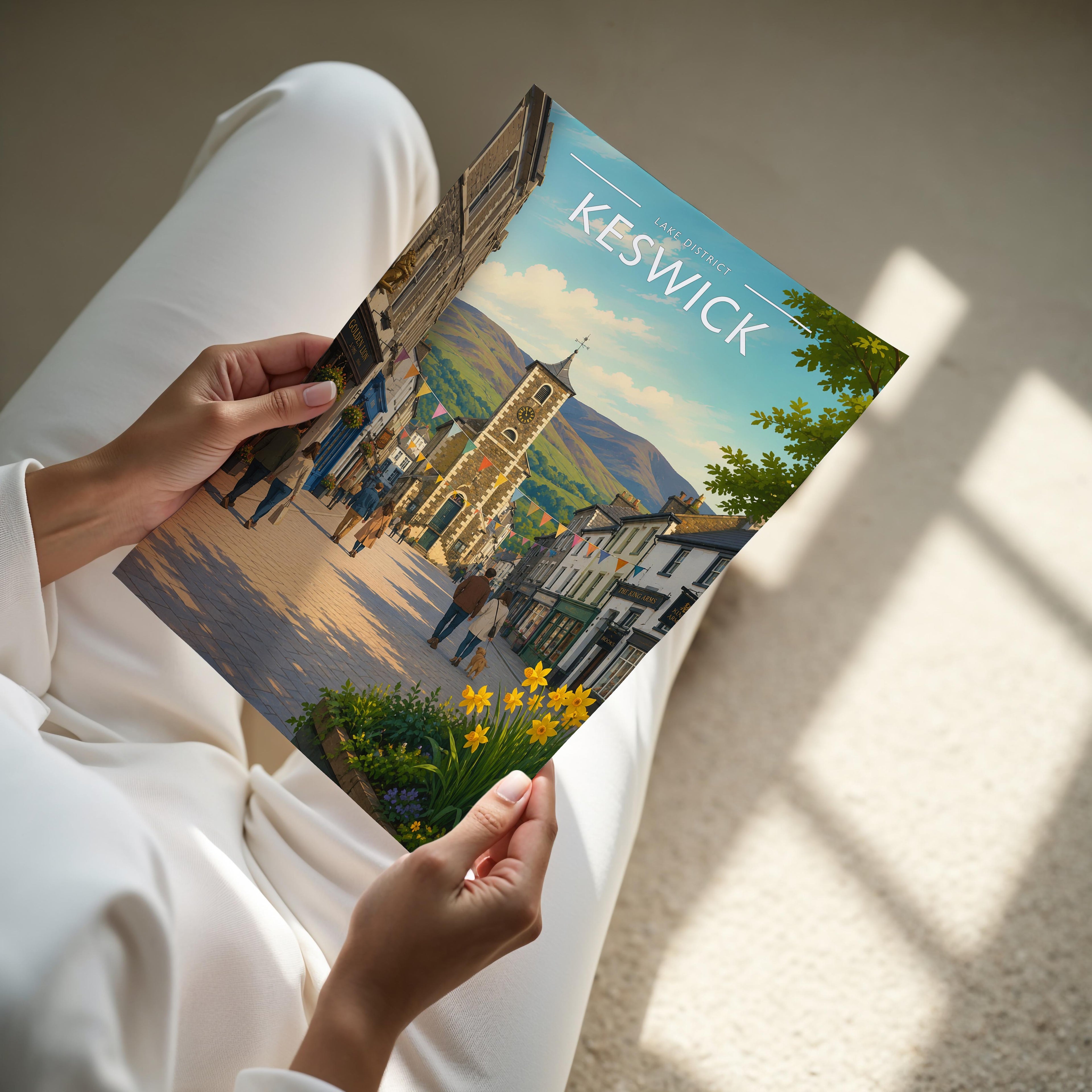 Keswick #2 Travel Poster - A4 print held in hand