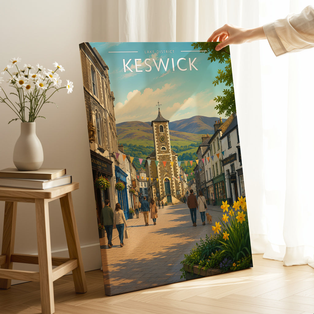 Keswick #2 Travel Poster as a gallery-wrapped canvas