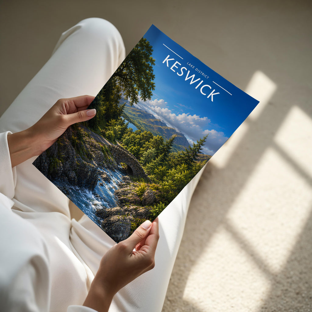Keswick #3 Travel Poster - A4 print held in hand