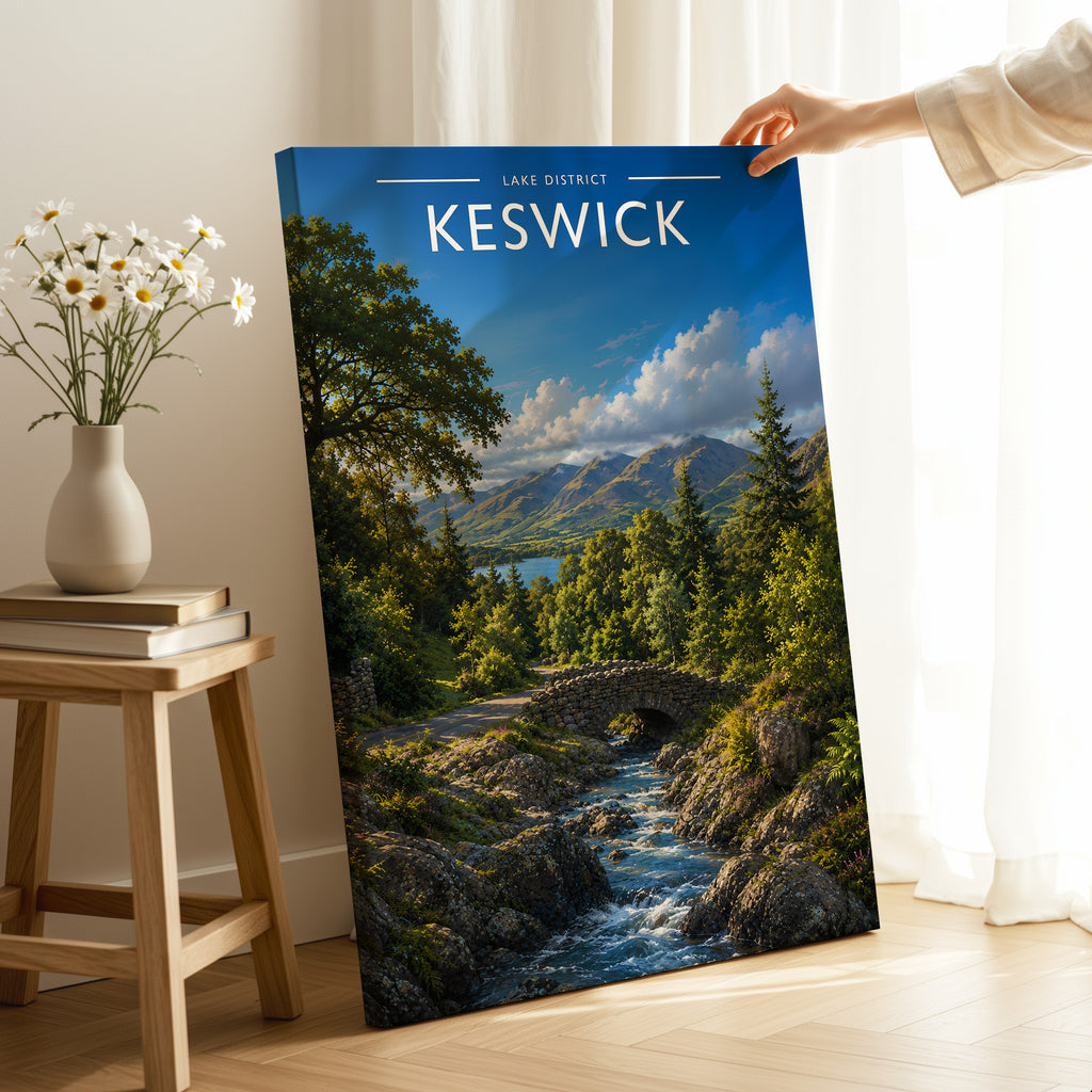 Keswick #3 Travel Poster as a gallery-wrapped canvas