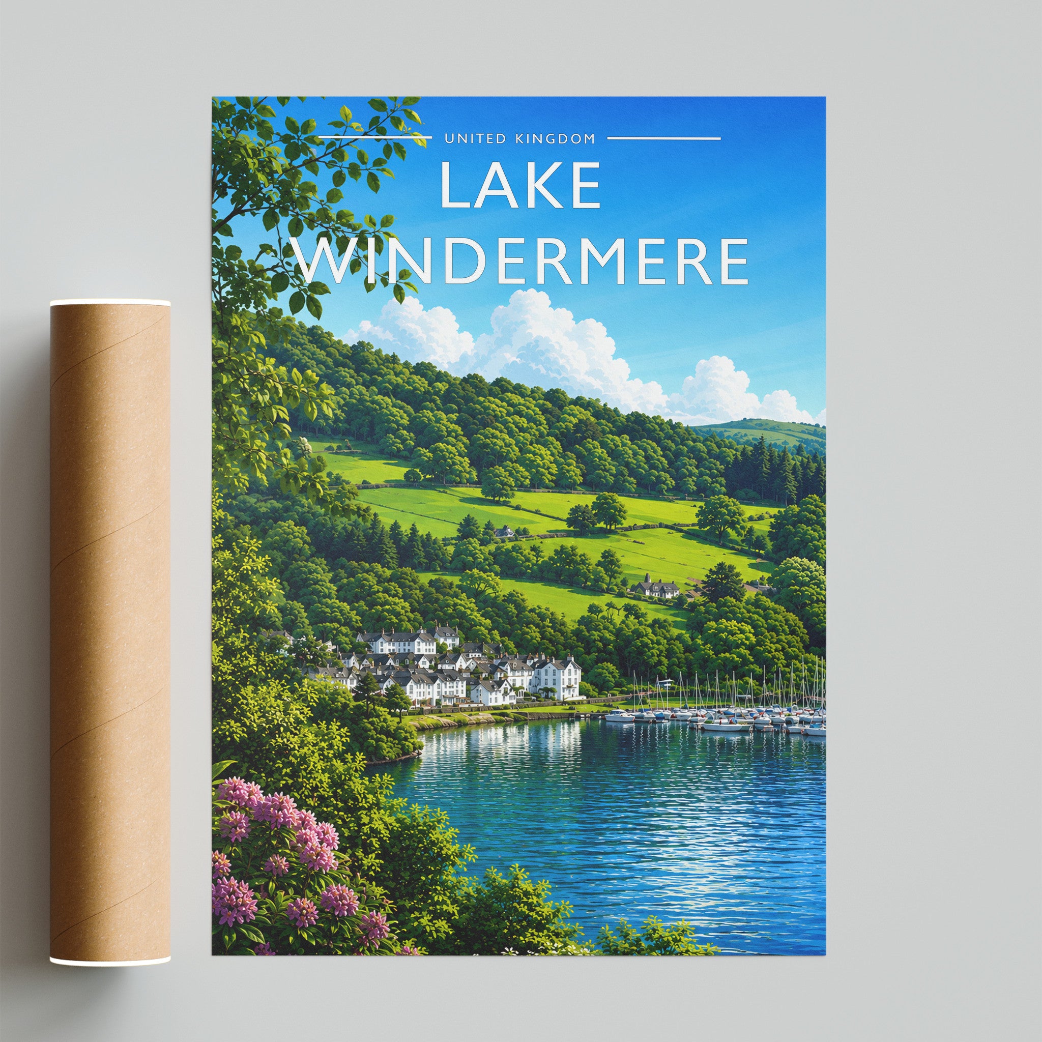 Lake Windermere Travel Poster - fine art print with shipping tube