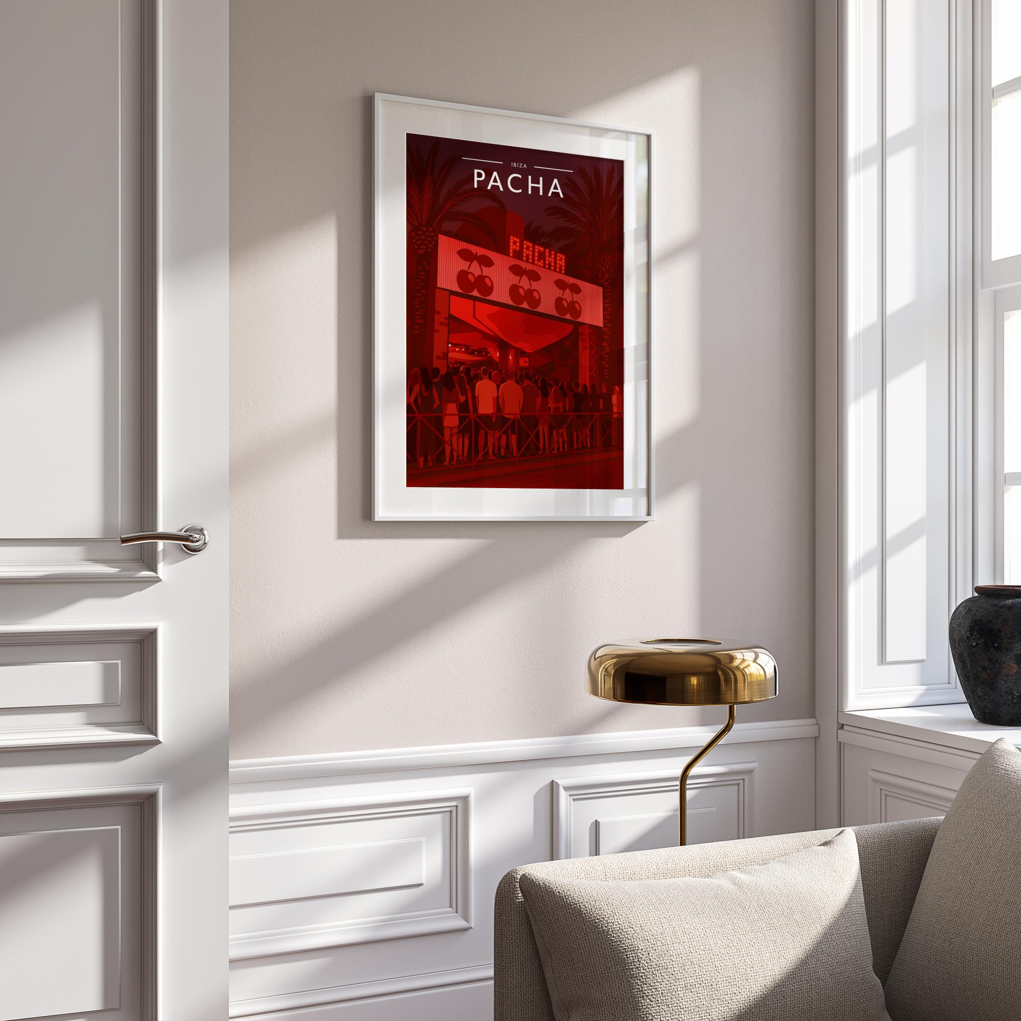 Ibiza #7 Travel Poster mounted in a white frame
