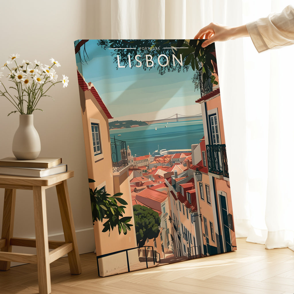 Lisbon Travel Poster as a gallery-wrapped canvas