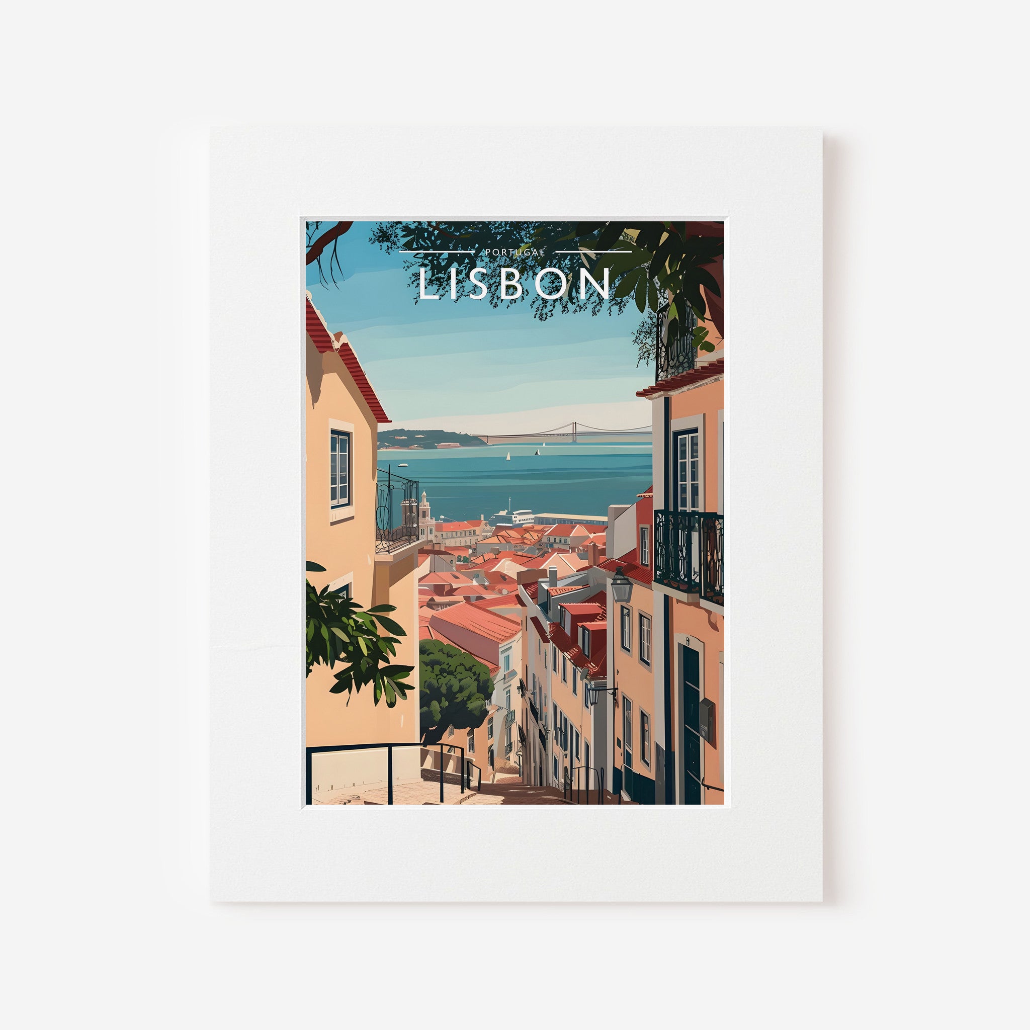 Lisbon Travel Poster in a white mount