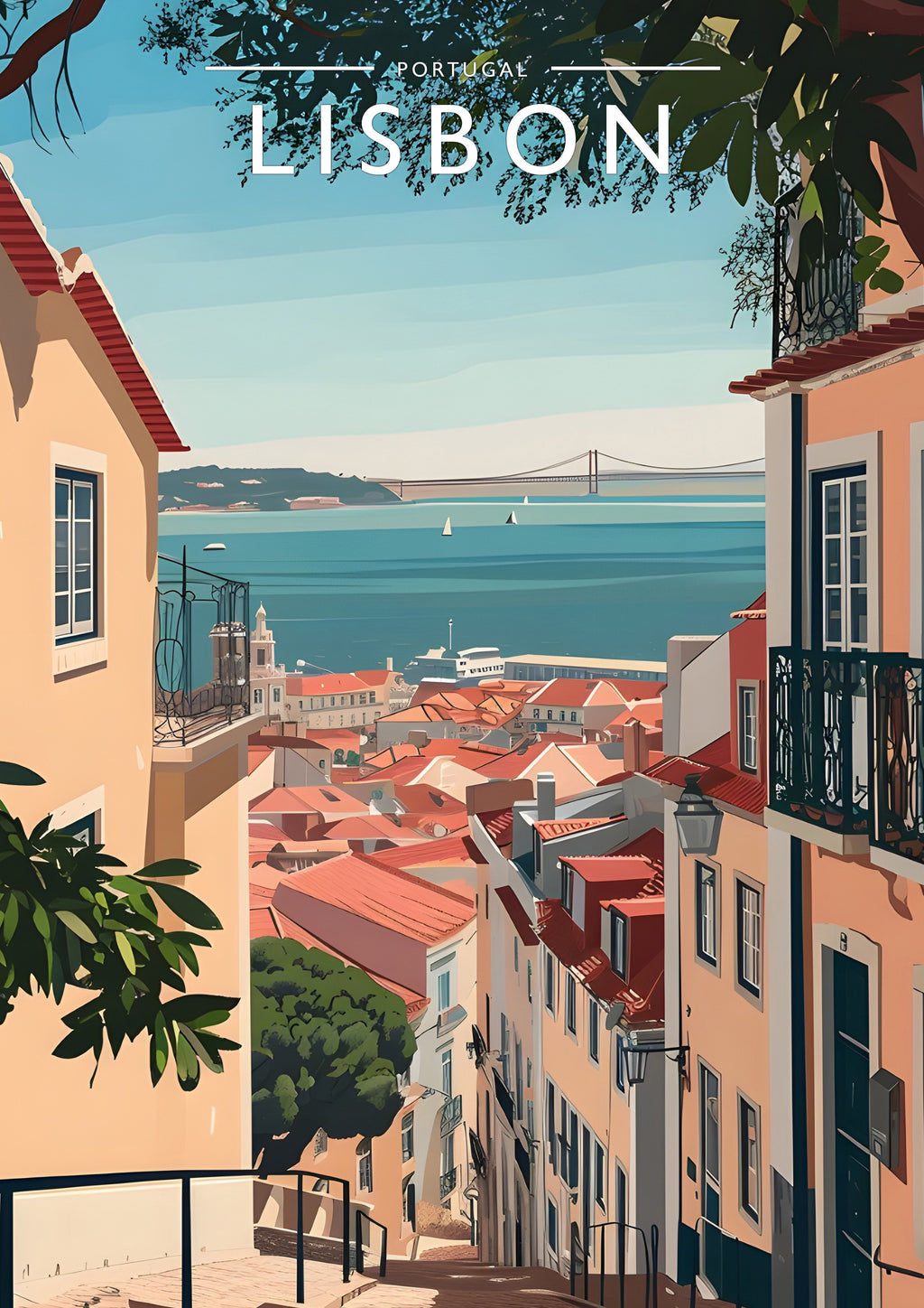 Lisbon Travel Poster - A4 travel poster print