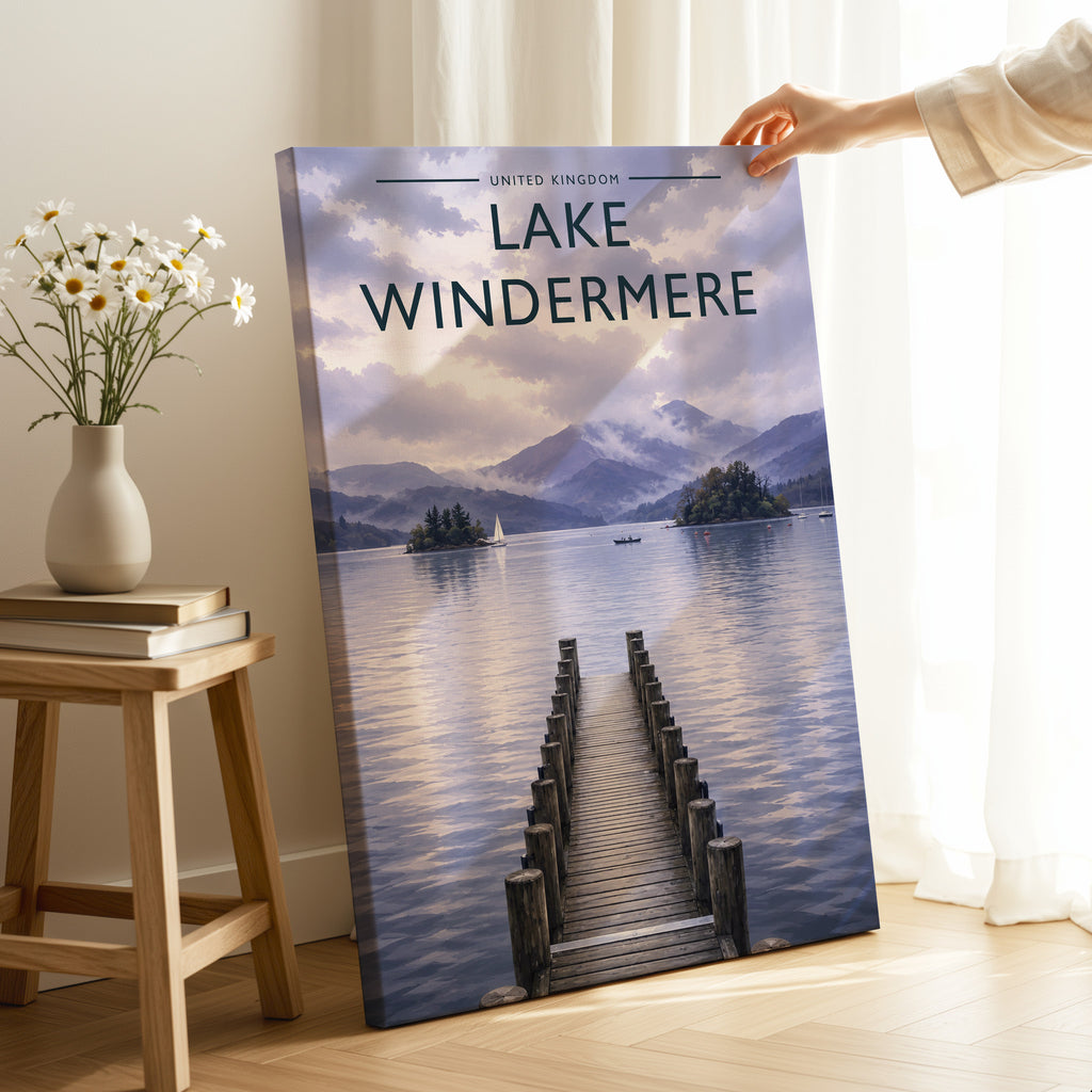 Lake Windermere #3 Travel Poster as a gallery-wrapped canvas
