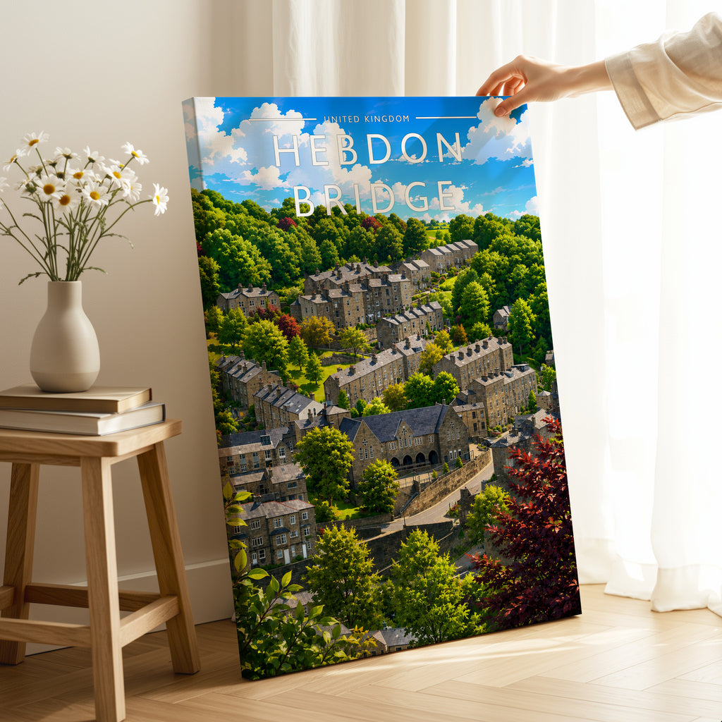 Hebden Bridge Travel Poster as a gallery-wrapped canvas