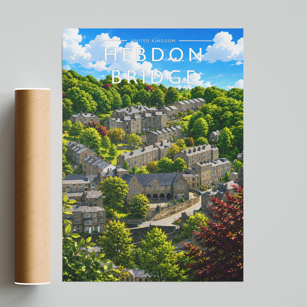 Hebden Bridge Travel Poster - fine art print with shipping tube