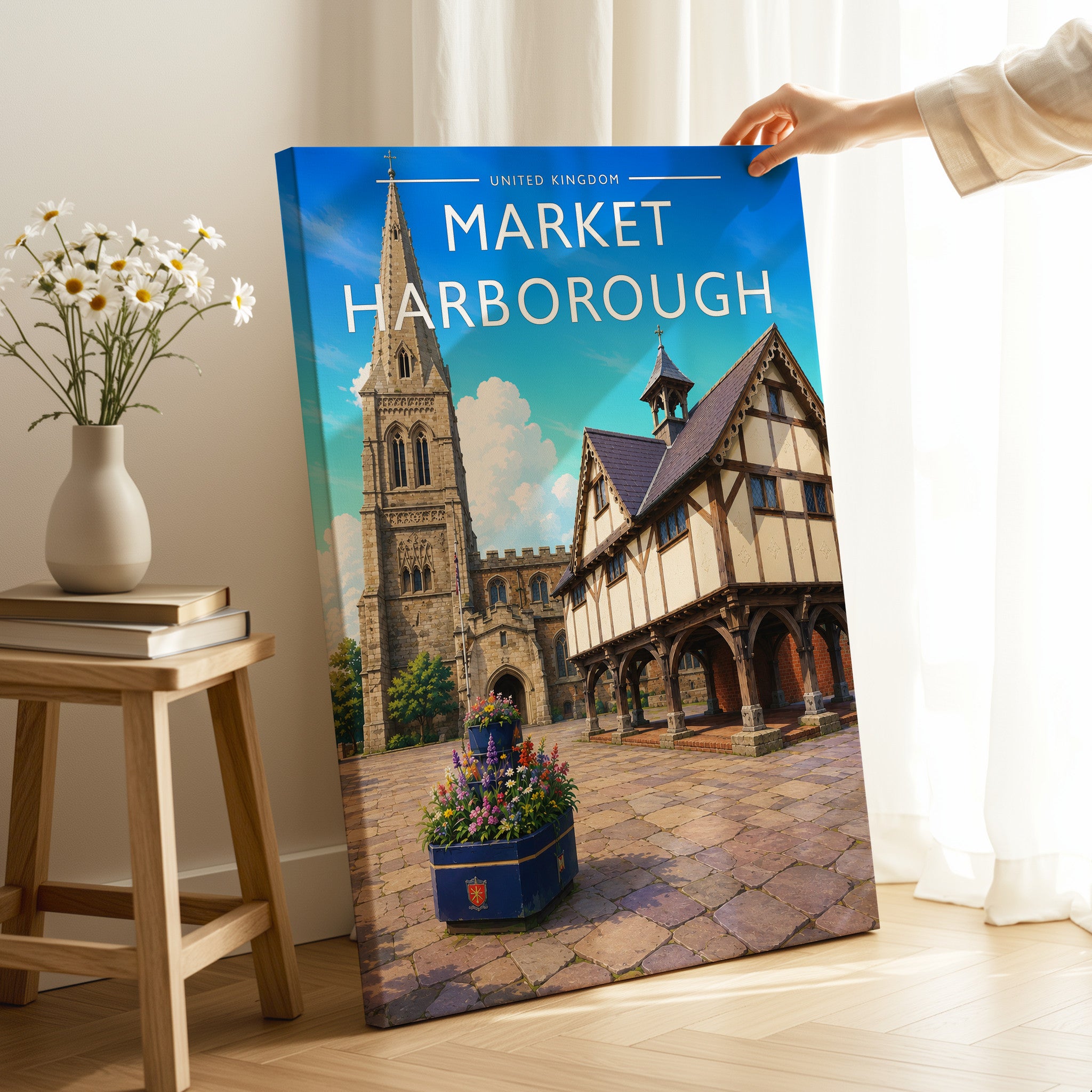 Market Harborough Travel Poster as a gallery-wrapped canvas