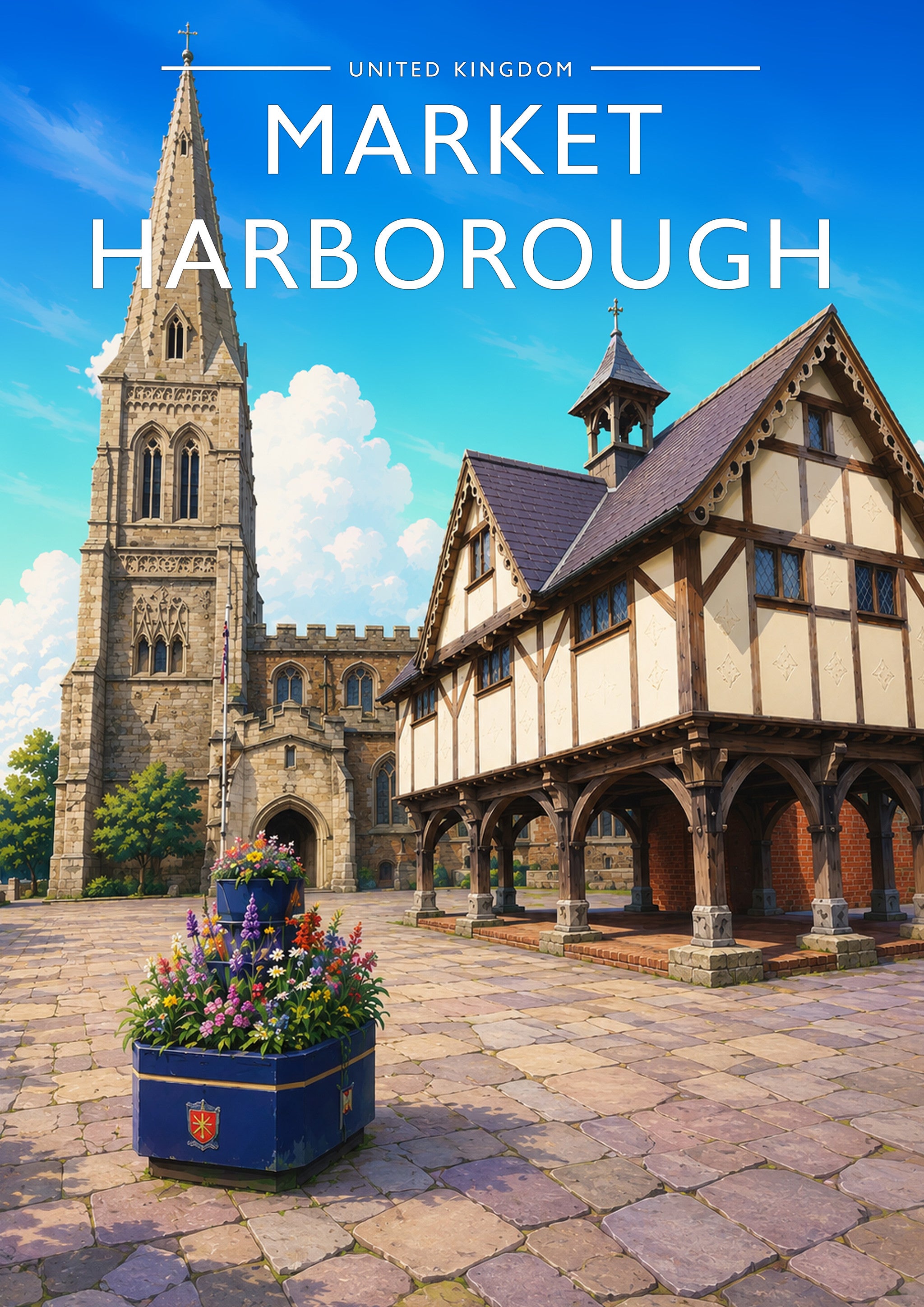 Market Harborough Travel Poster - A4 travel poster print