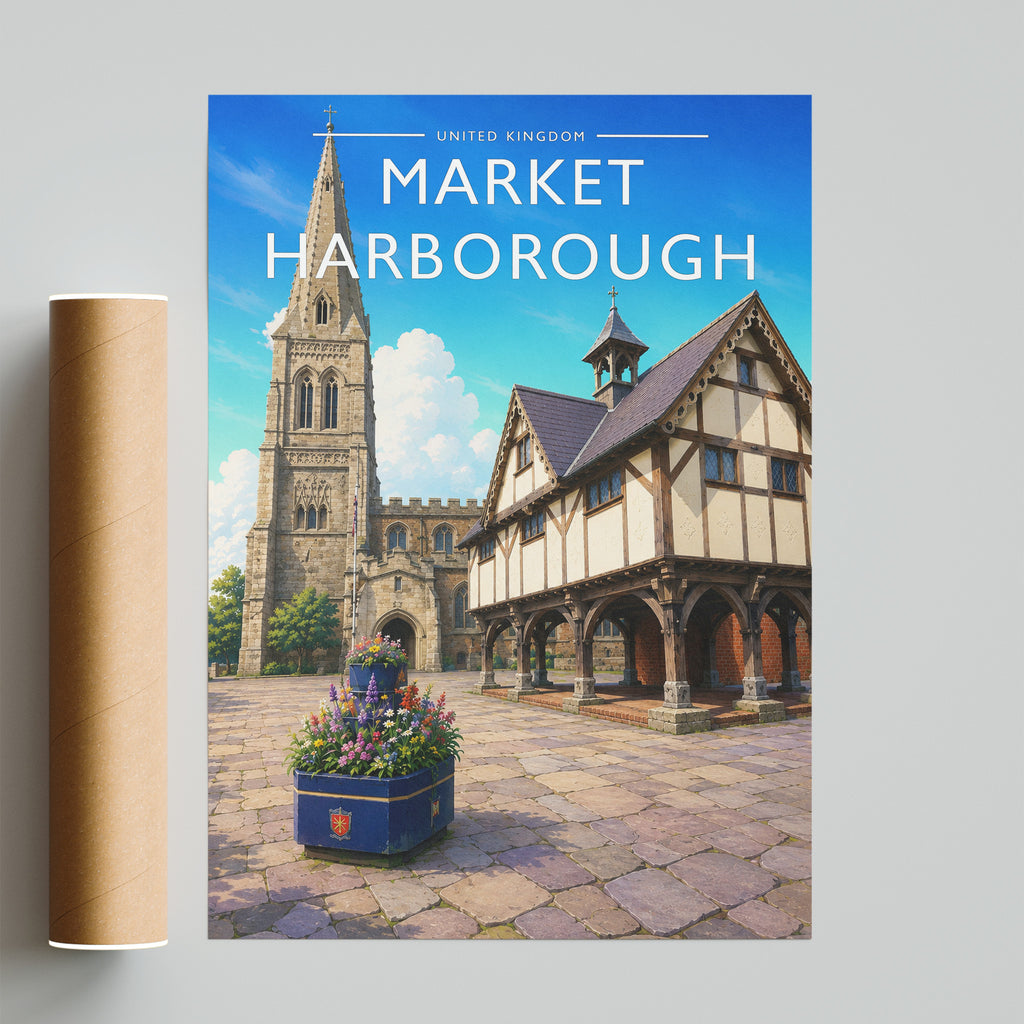 Market Harborough Travel Poster - fine art print with shipping tube