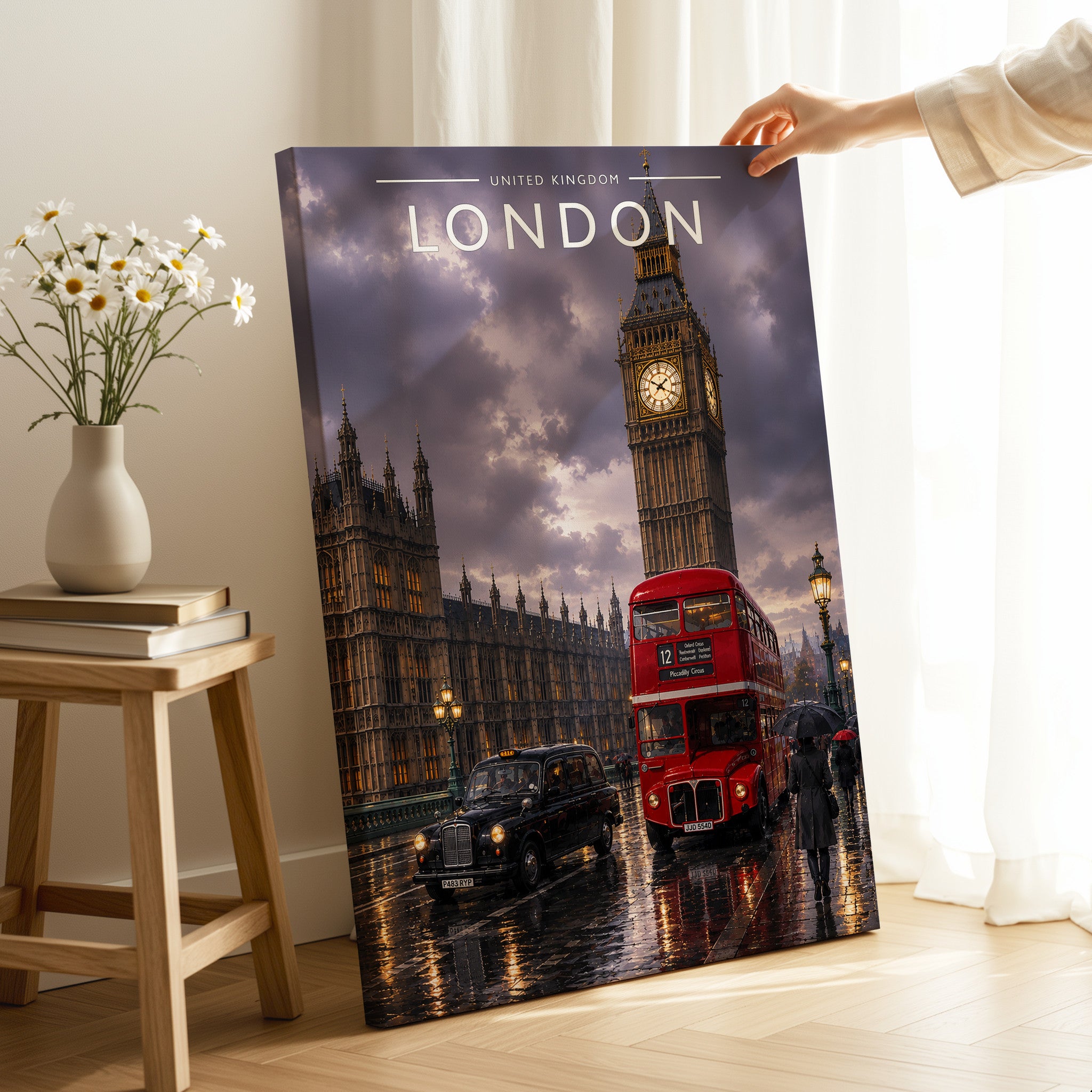 London #8 Travel Poster as a gallery-wrapped canvas