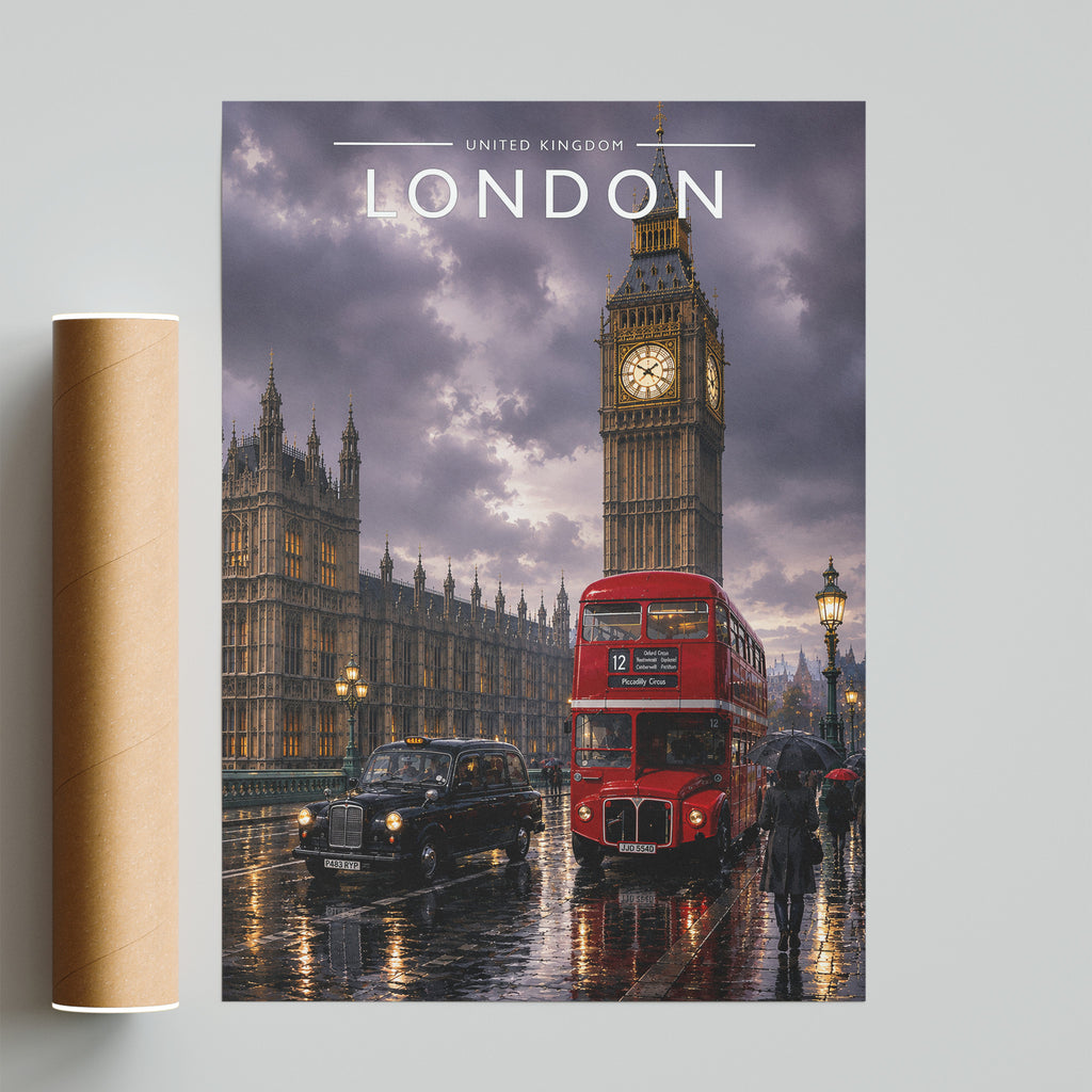 London #8 Travel Poster - fine art print with shipping tube