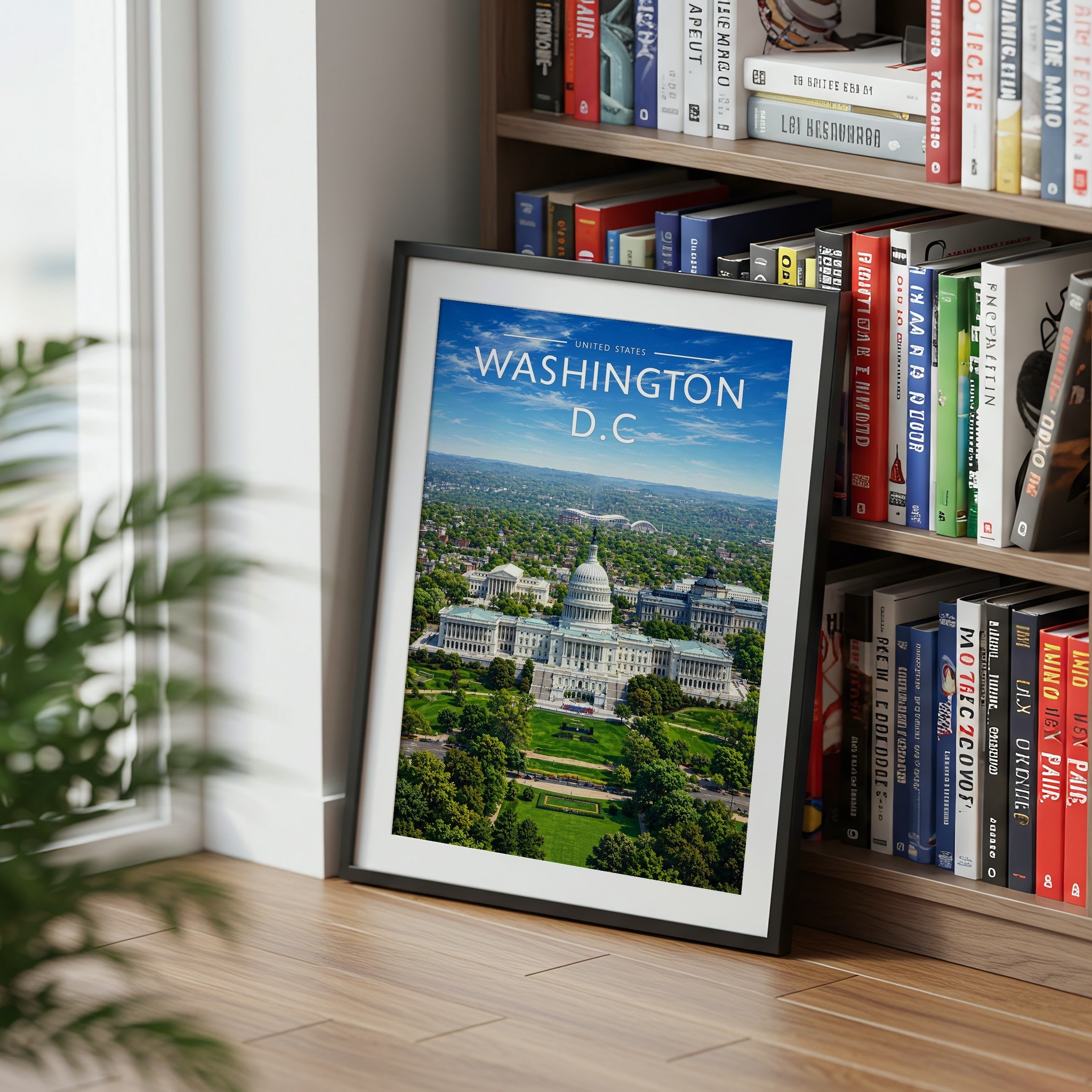 Washington D.C. Travel Poster mounted in a black frame