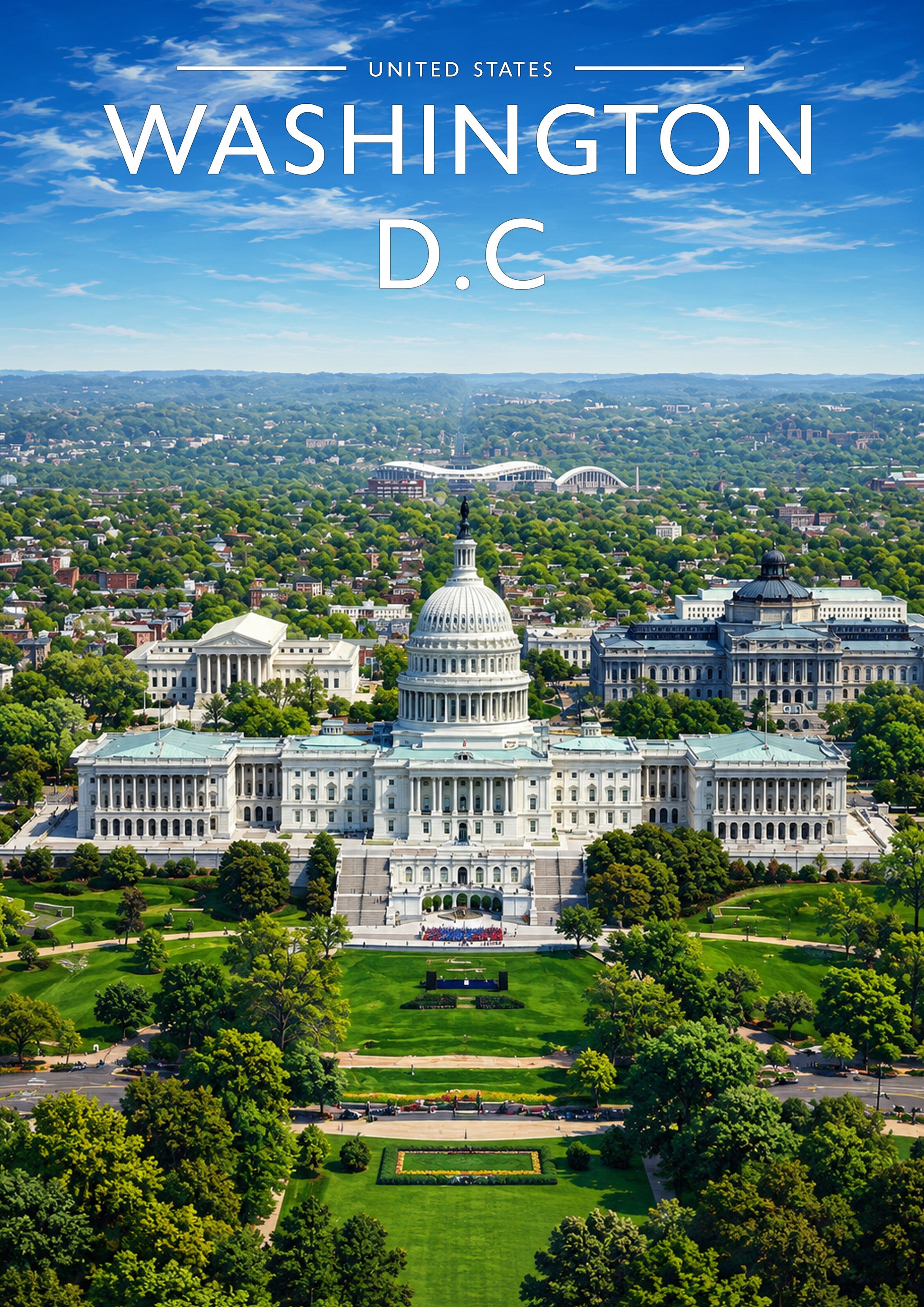Washington D.C. Travel Poster - A4 travel poster print