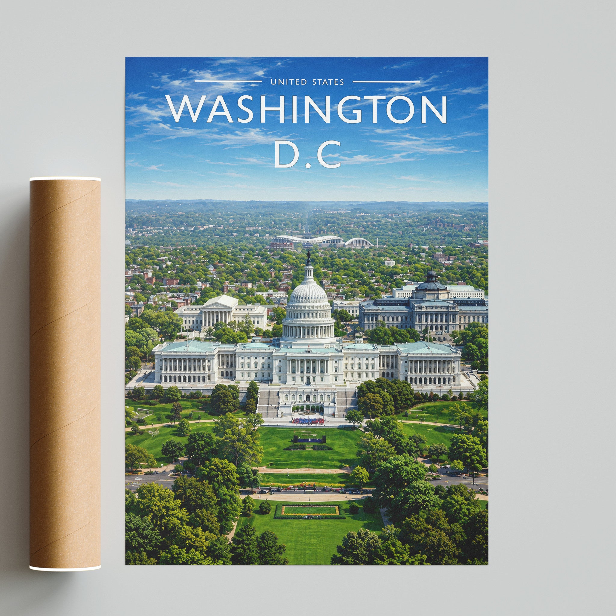 Washington D.C. Travel Poster - fine art print with shipping tube