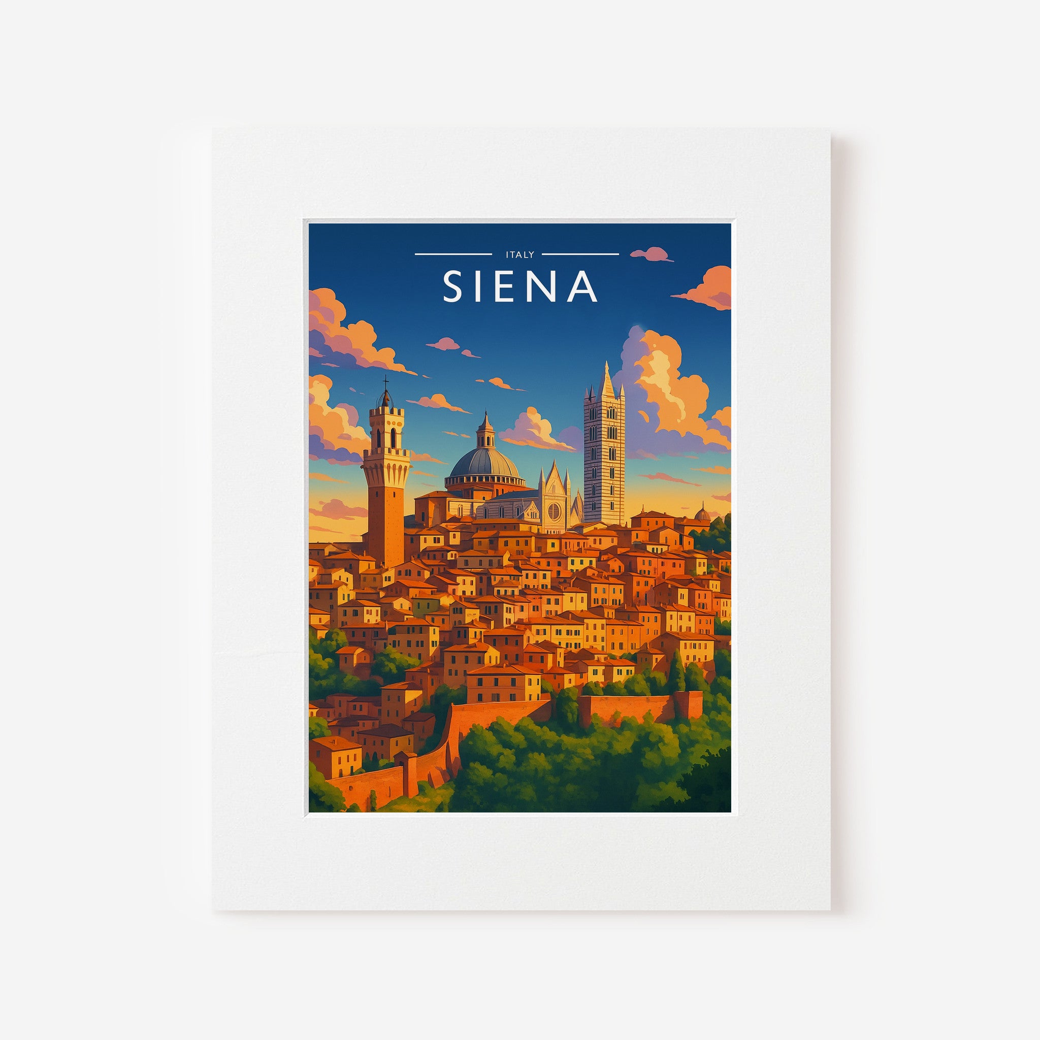 Siena Travel Poster in a white mount