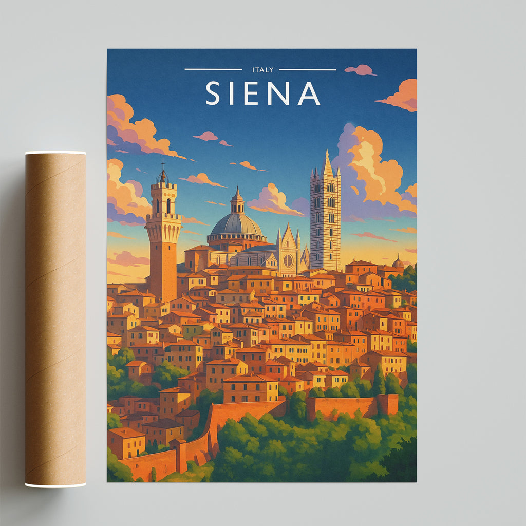 Siena Travel Poster - fine art print with shipping tube