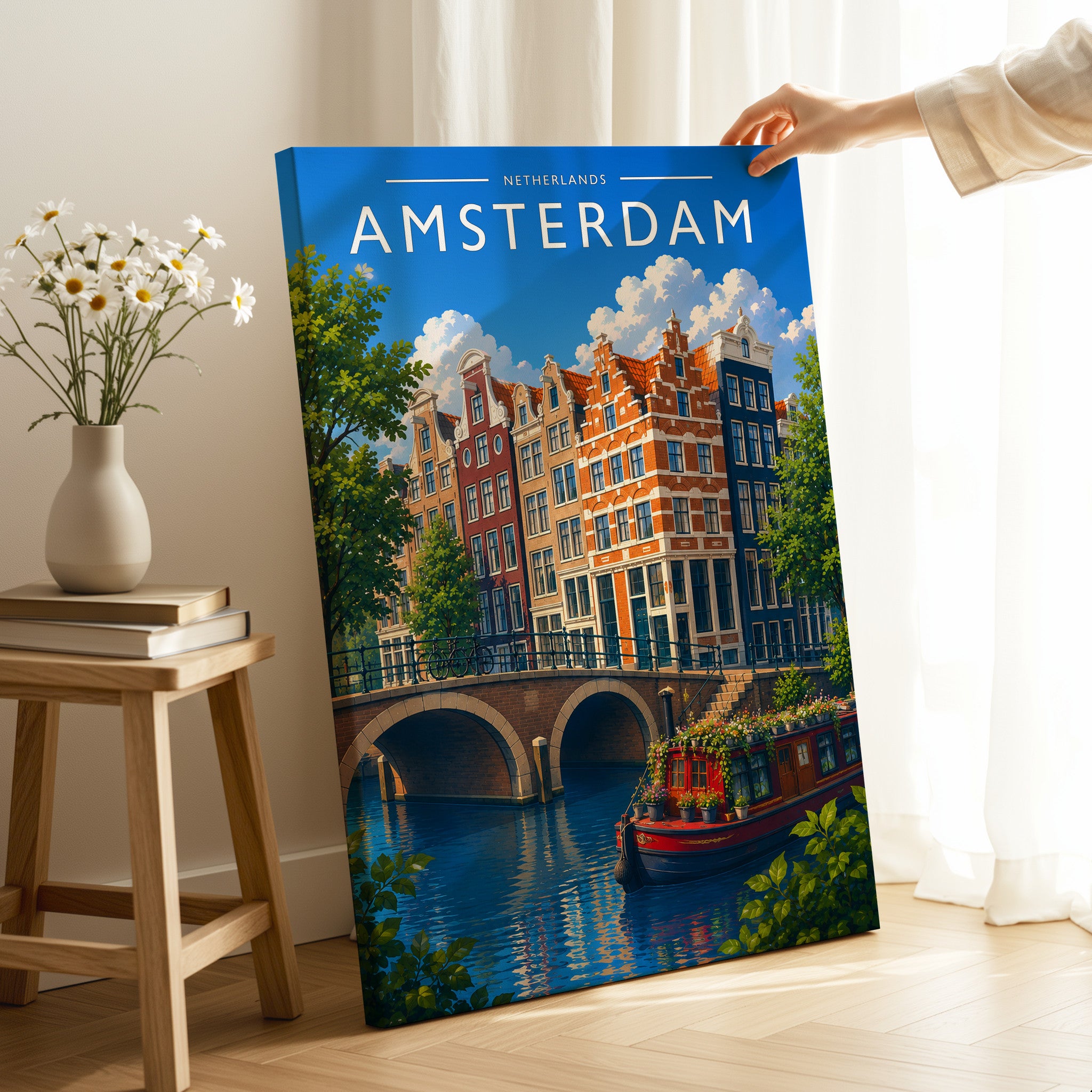 Amsterdam #4 Travel Poster as a gallery-wrapped canvas