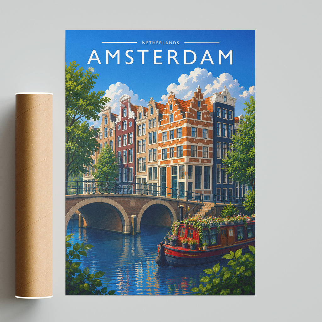 Amsterdam #4 Travel Poster - fine art print with shipping tube
