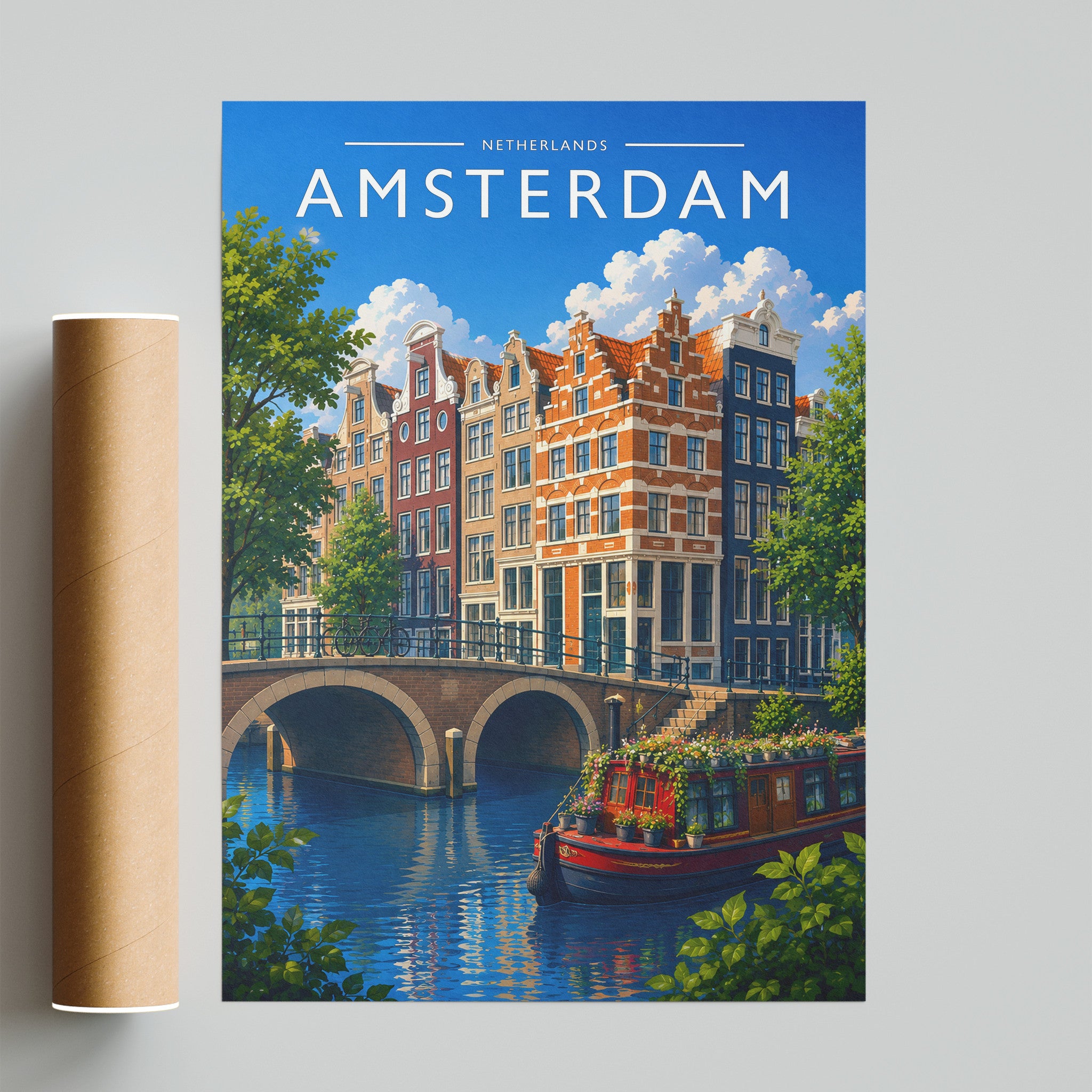Amsterdam #4 Travel Poster - fine art print with shipping tube