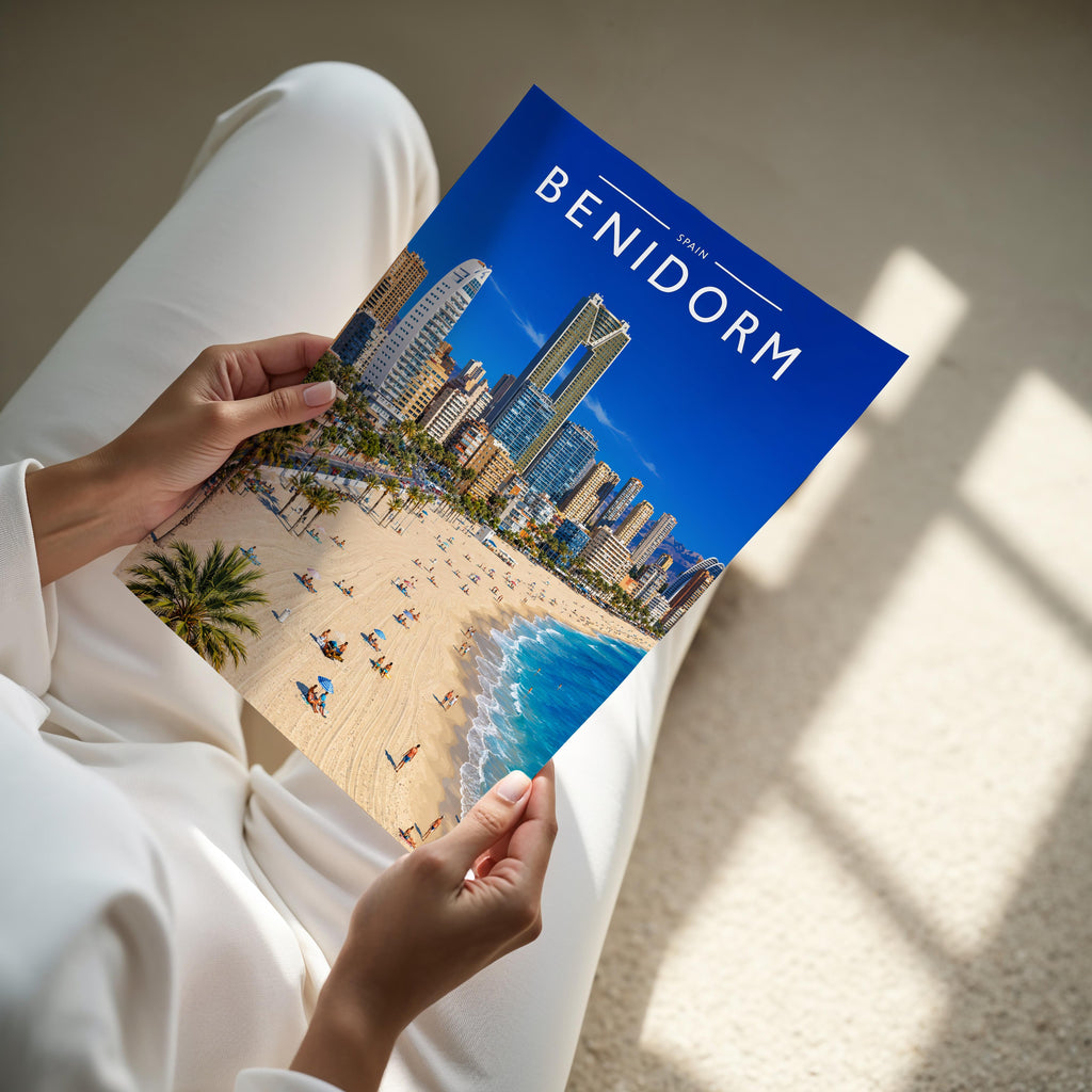 Benidorm #3 Travel Poster - A4 print held in hand