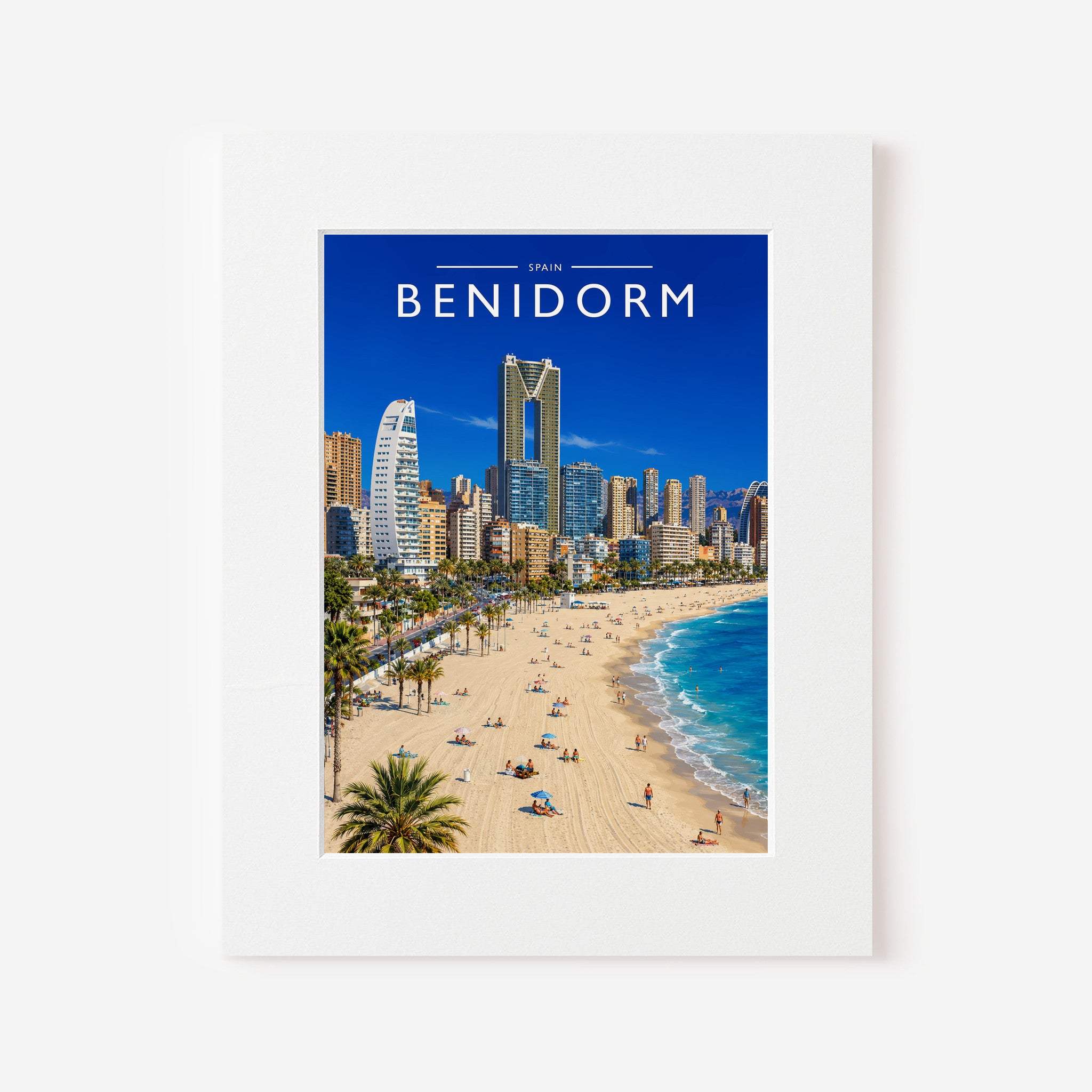 Benidorm #3 Travel Poster in a white mount