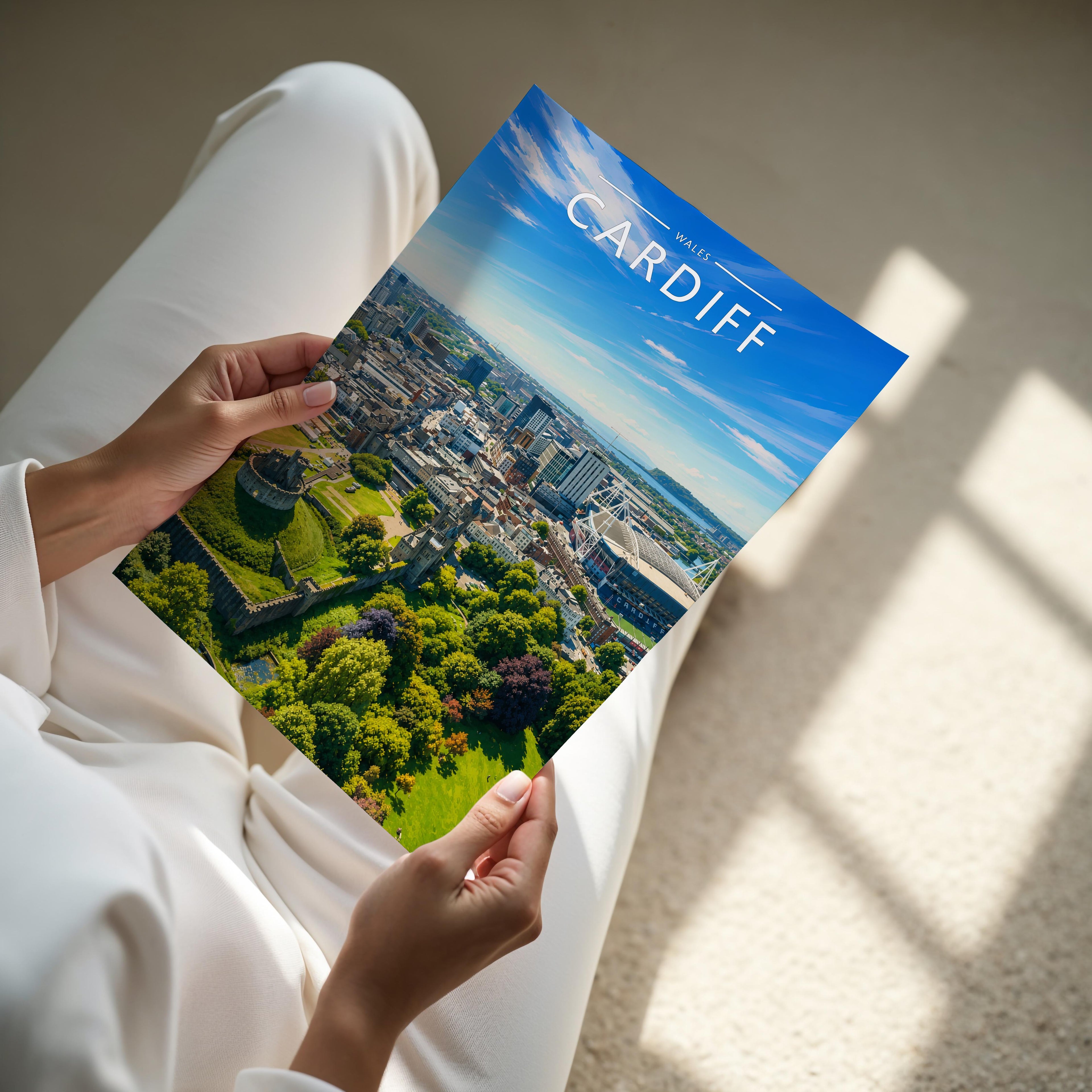 Cardiff #2 Travel Poster - A4 print held in hand