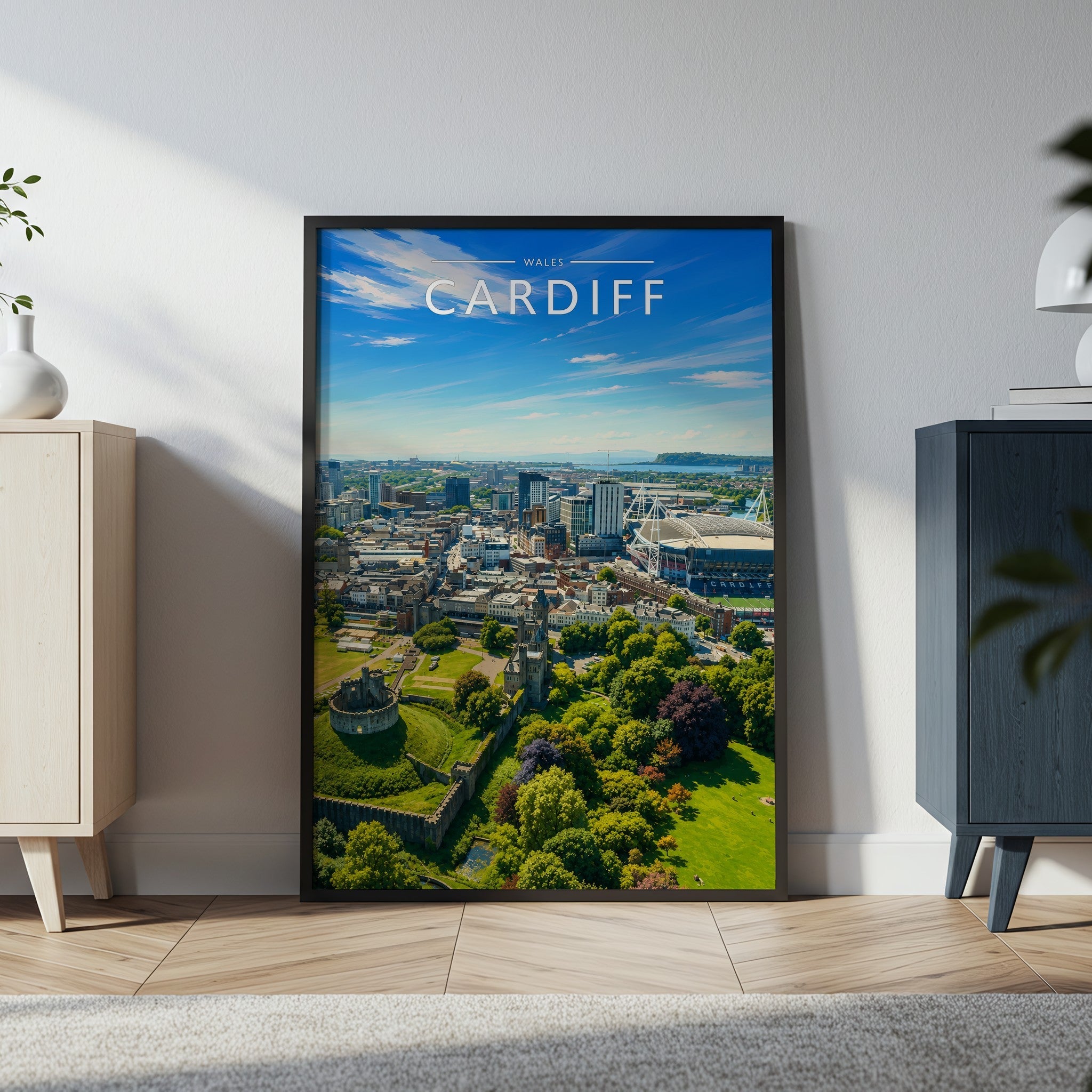 Cardiff #2 Travel Poster in a black frame