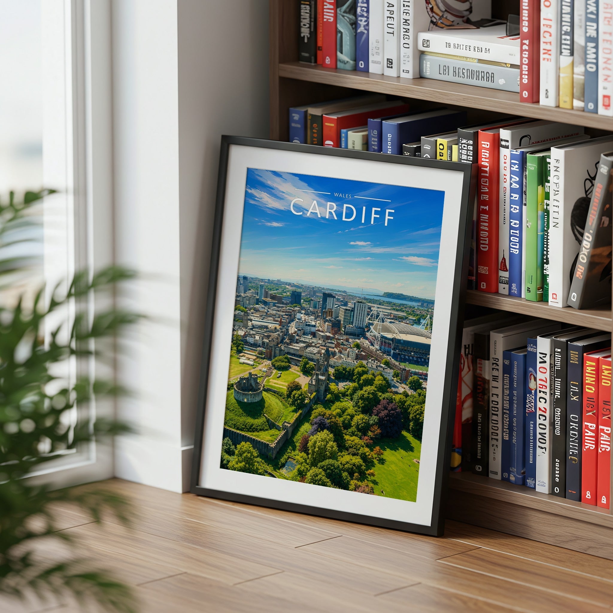 Cardiff #2 Travel Poster mounted in a black frame